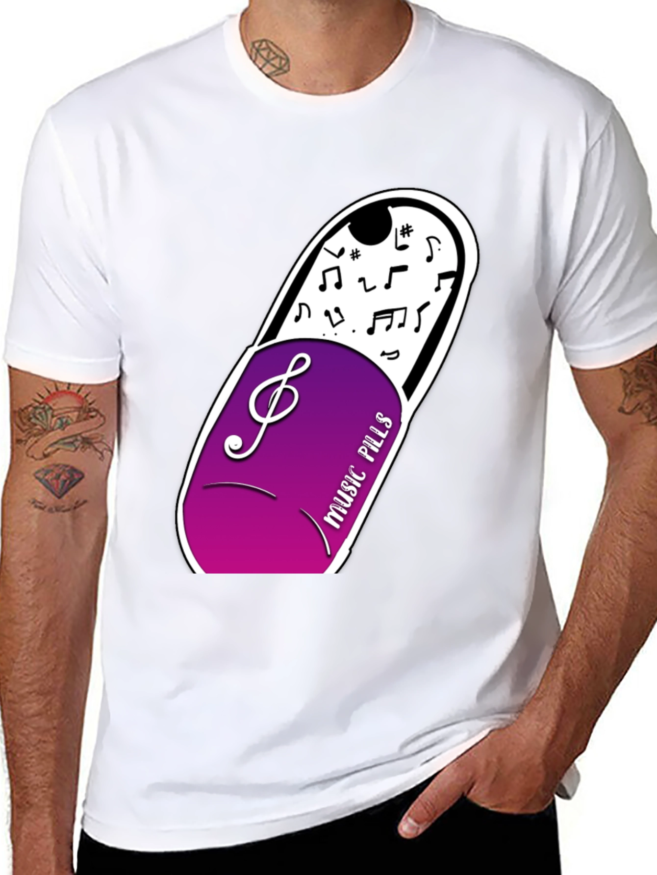 Music Pills Graphic T-Shirt - Black Cotton Tee