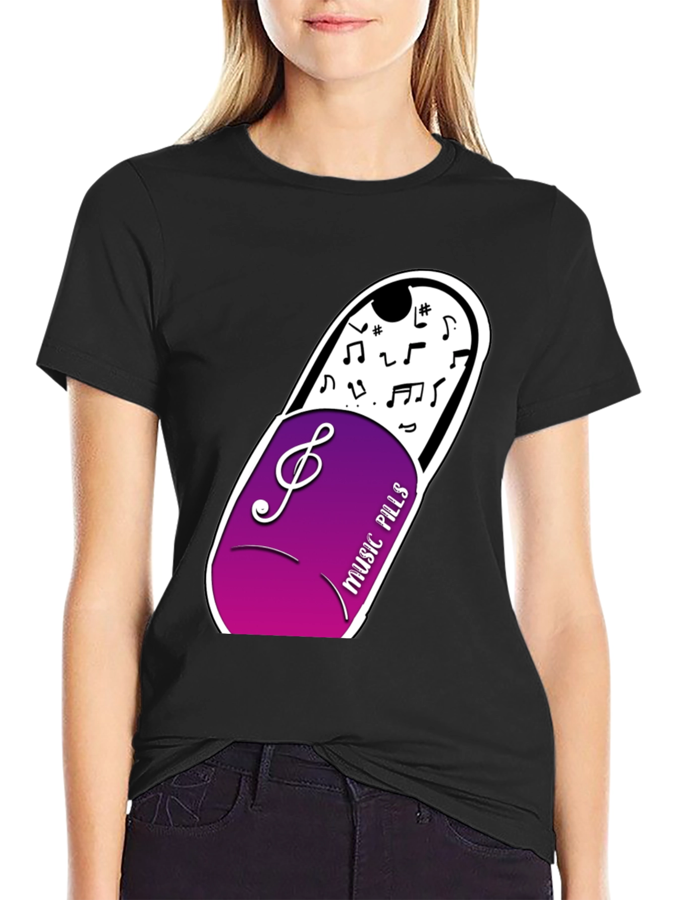 Music Pills Graphic T-Shirt - Black Cotton Tee
