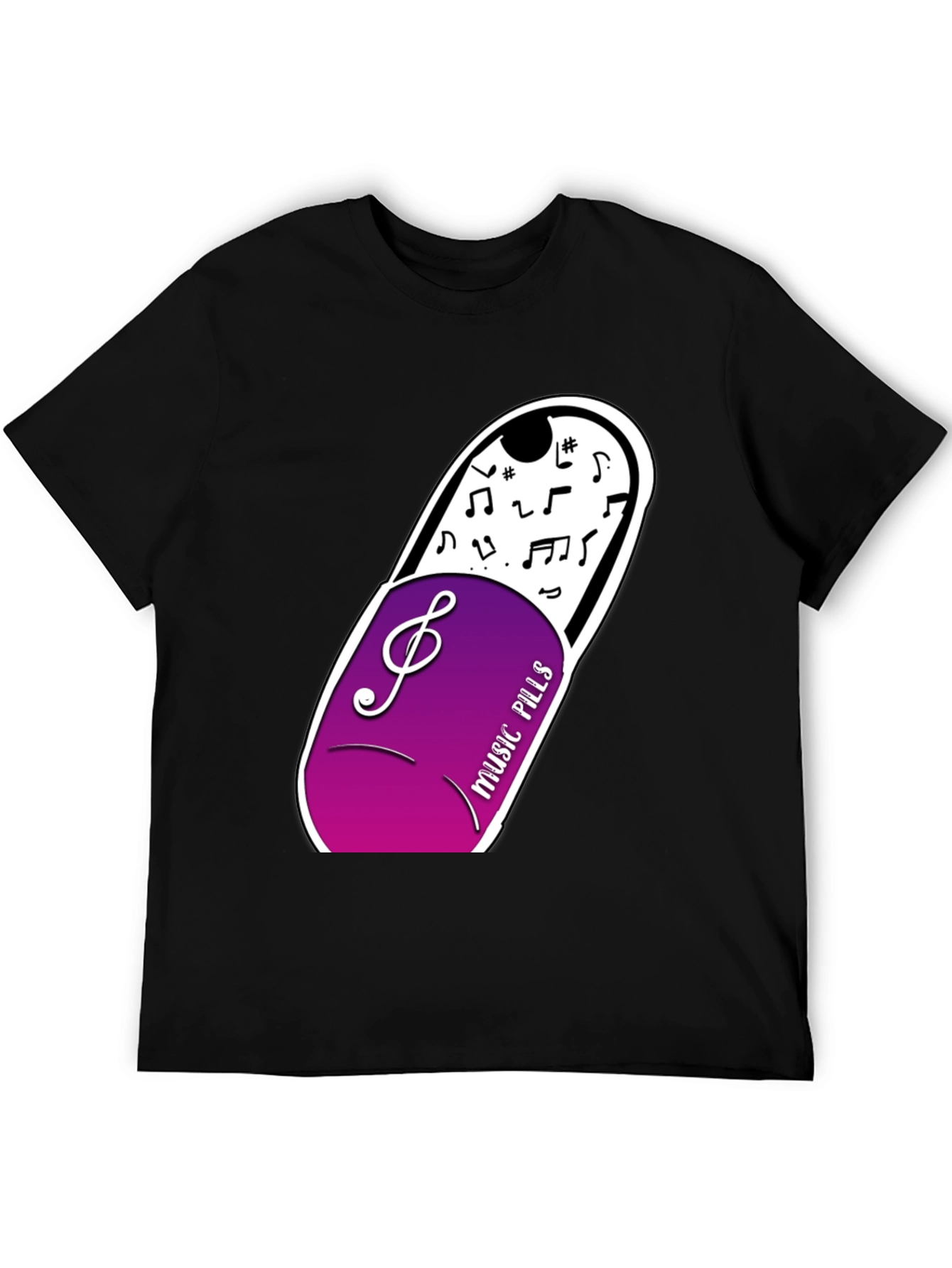 Music Pills Graphic T-Shirt - Black Cotton Tee