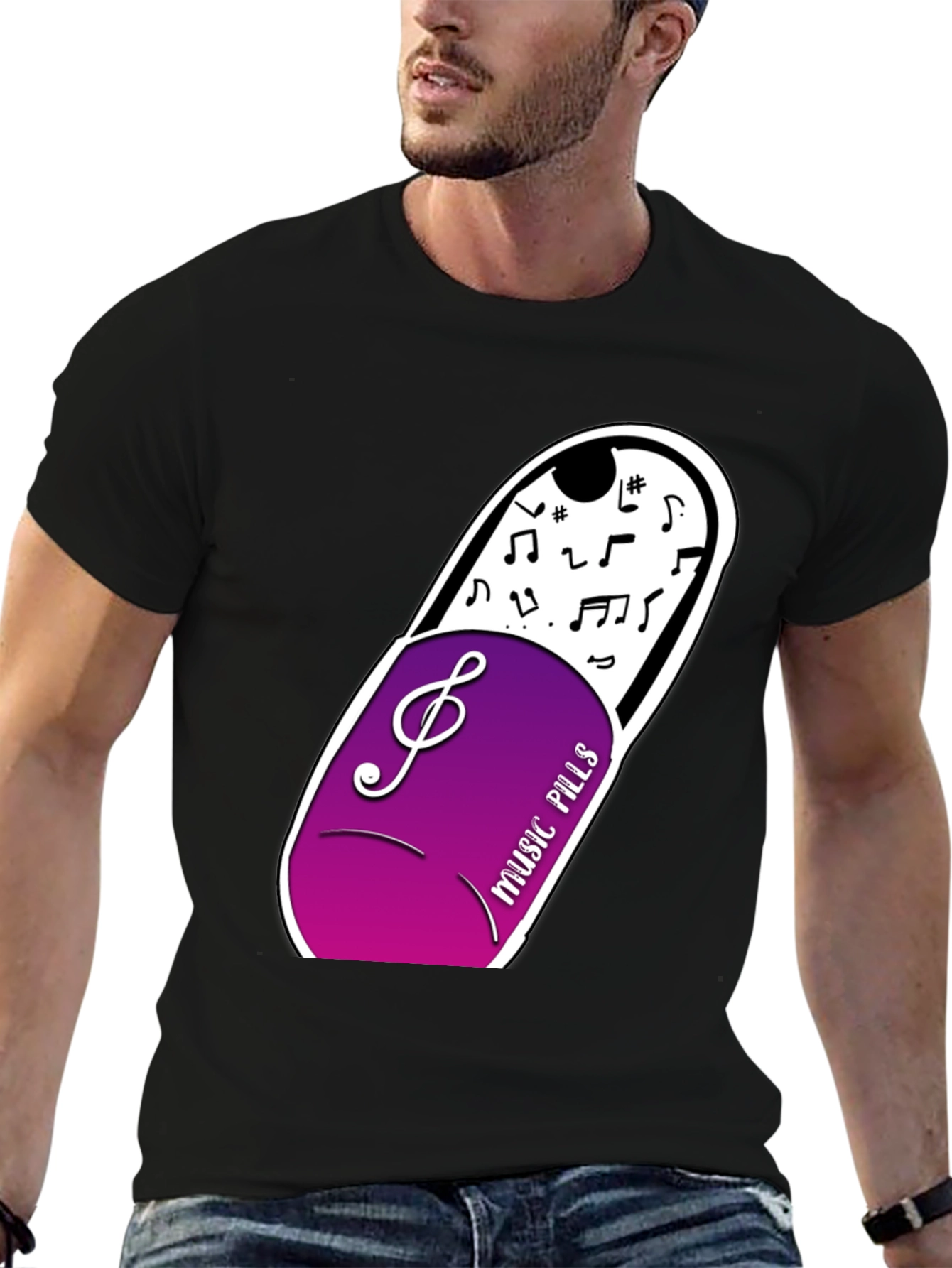 Music Pills Graphic T-Shirt - Black Cotton Tee