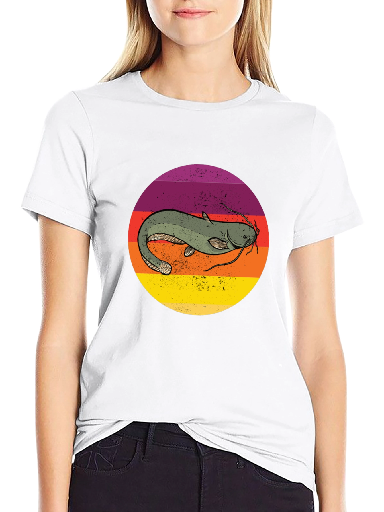Retro Catfish Graphic Tee - Black