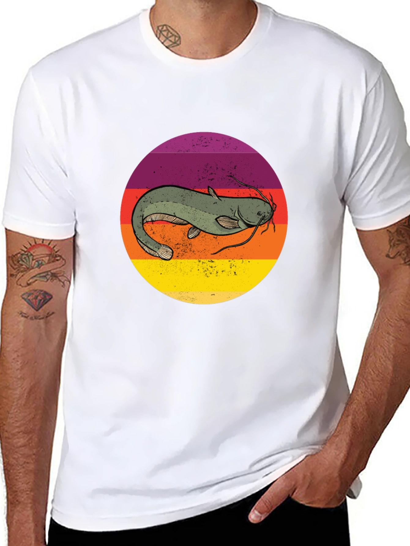 Retro Catfish Graphic Tee - Black