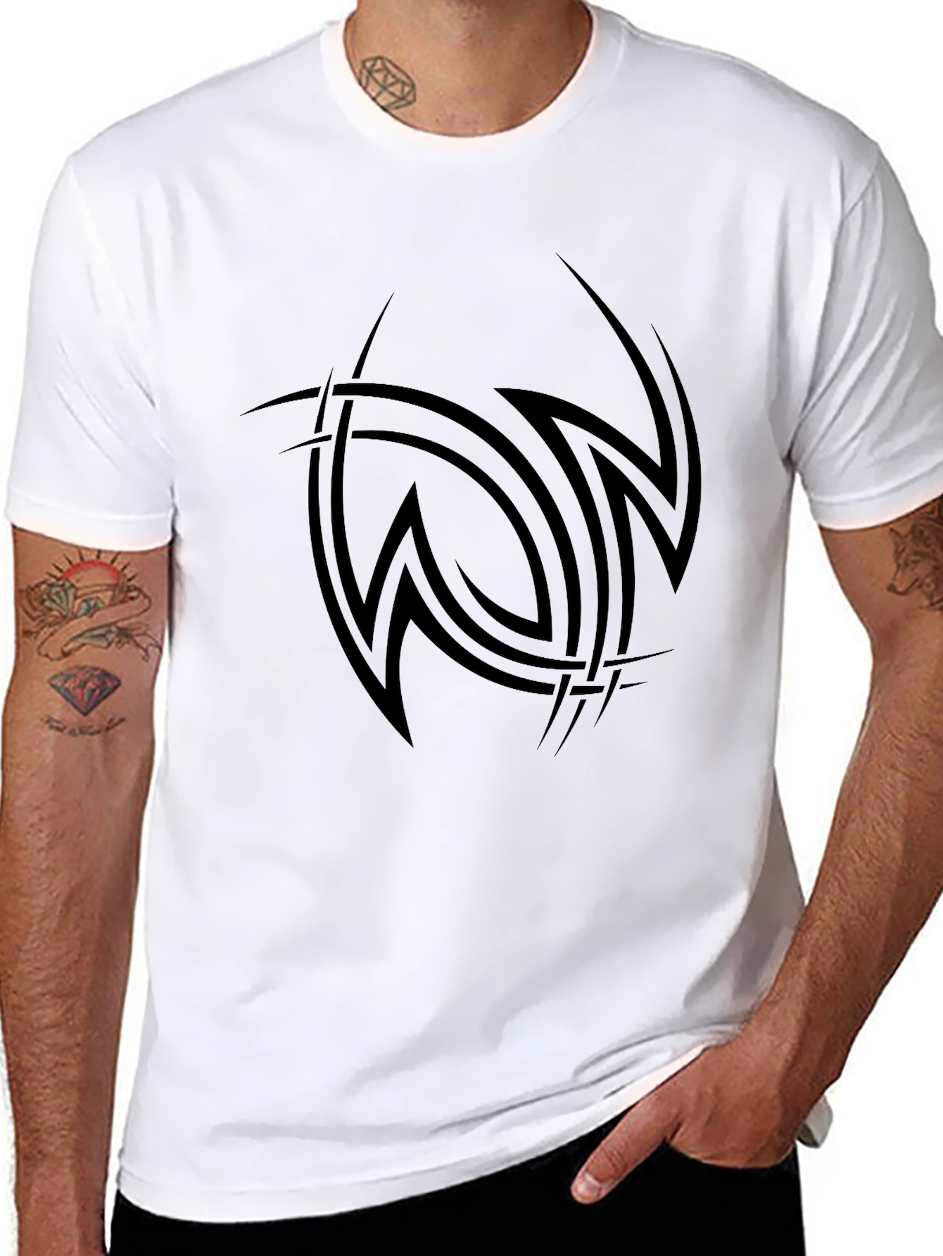 Mens Black Tribal Tattoo Graphic Tee