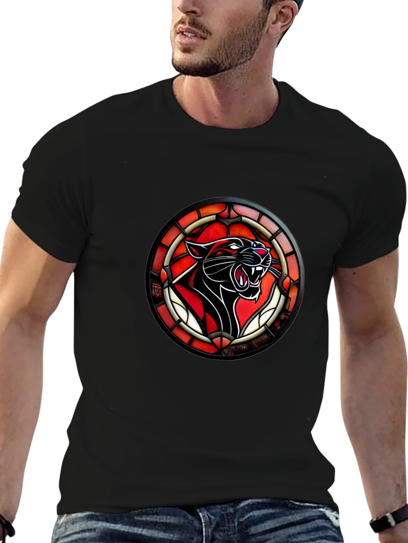 Stained Glass Panther T-Shirt - Bold Graphic Tee