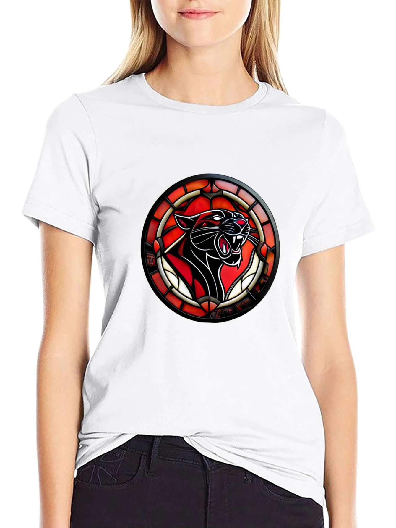 Stained Glass Panther T-Shirt - Bold Graphic Tee