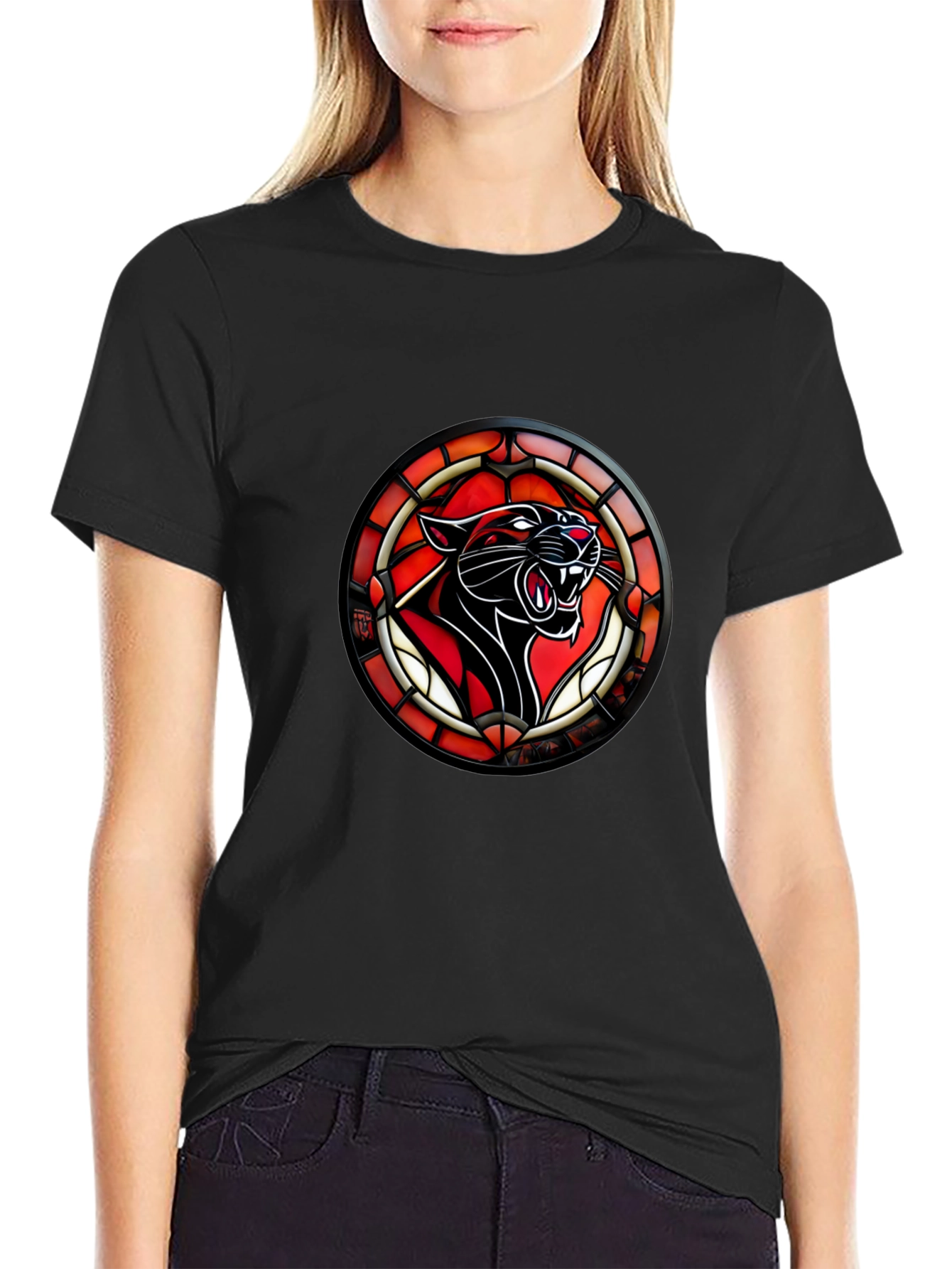Stained Glass Panther T-Shirt - Bold Graphic Tee