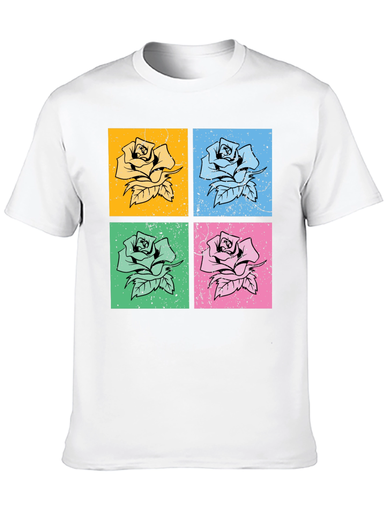 Retro Rose Pop Art Graphic Tee - Classic Black