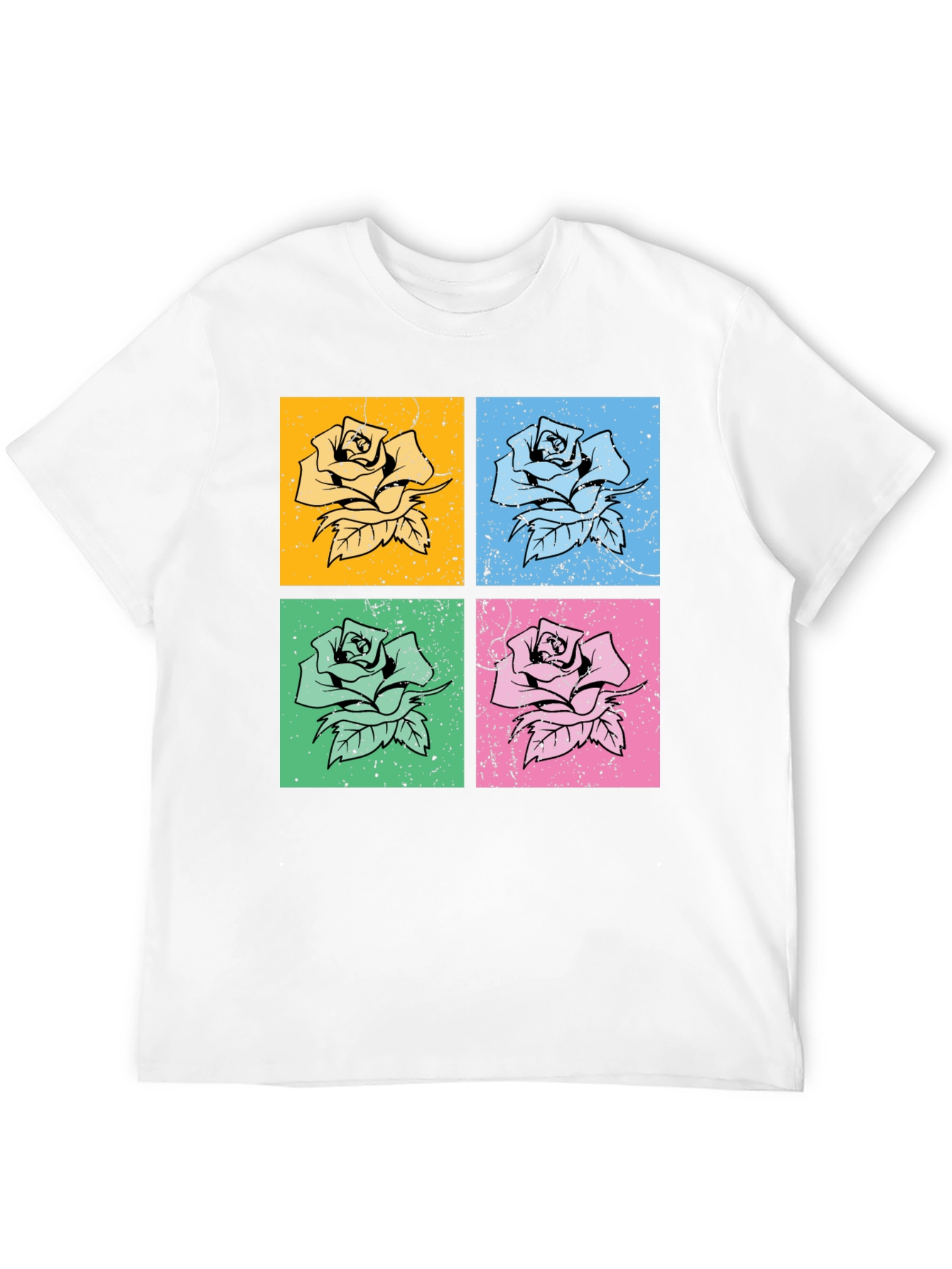 Retro Rose Pop Art Graphic Tee - Classic Black