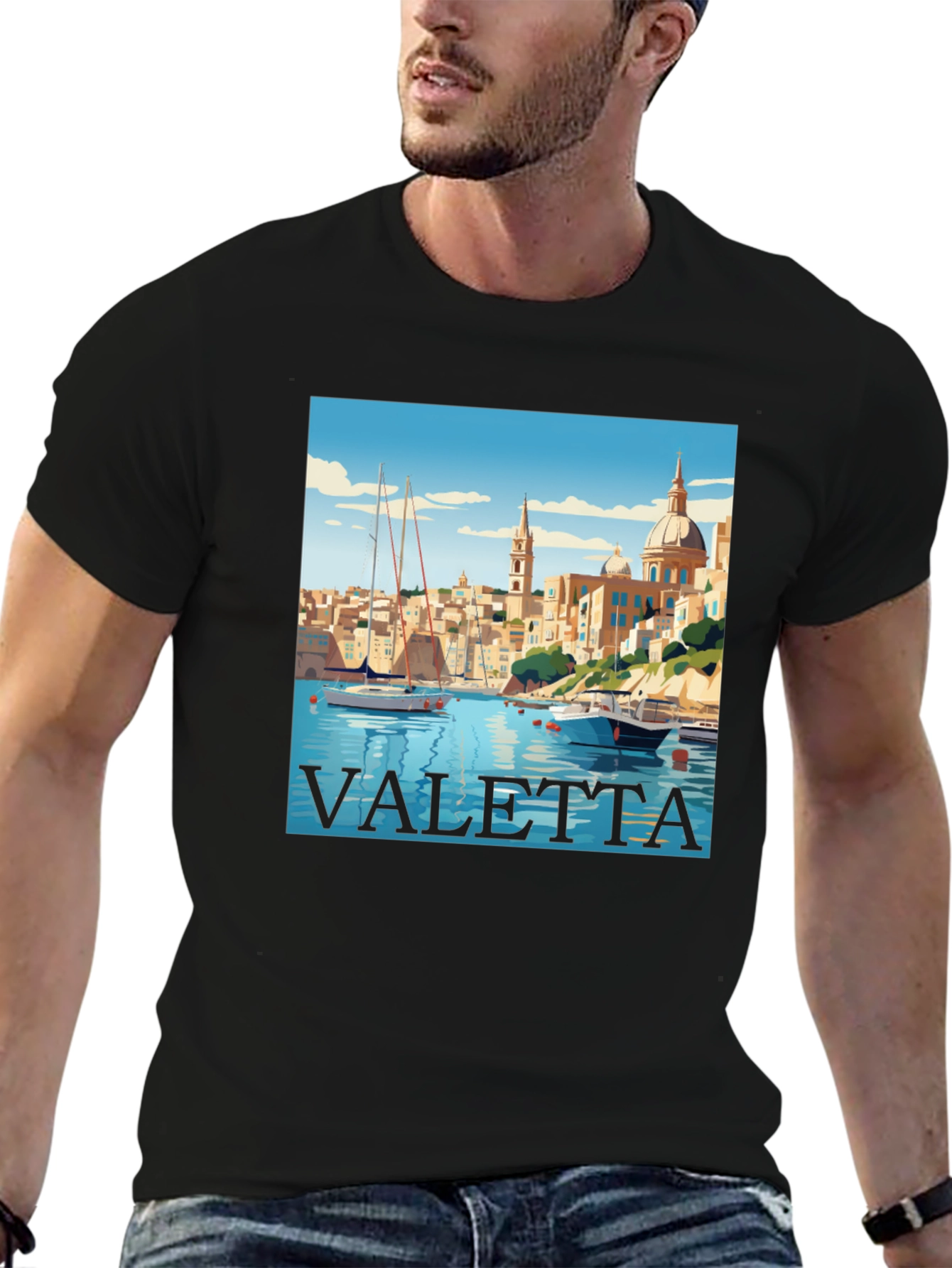 Valetta Malta Graphic T-Shirt - Black