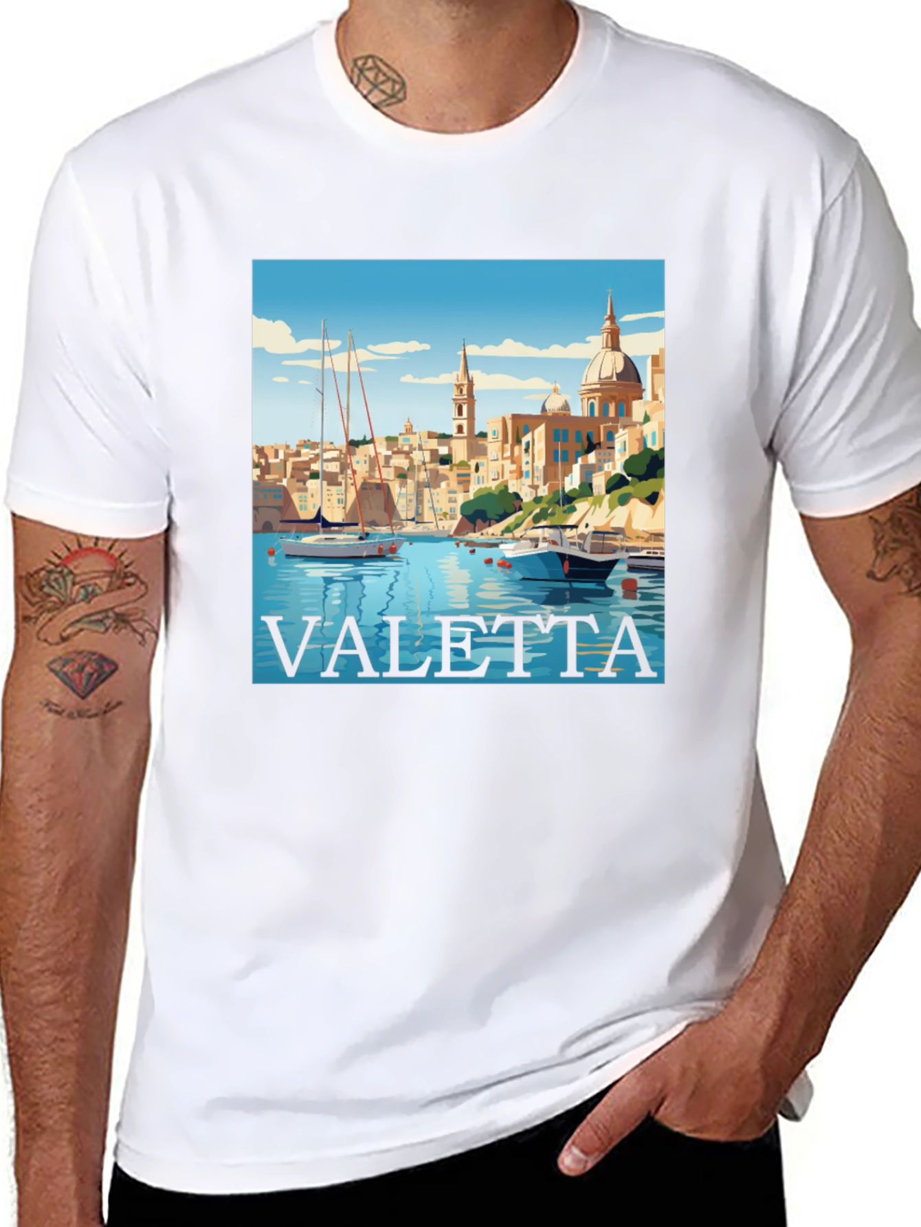Valetta Malta Graphic T-Shirt - Black