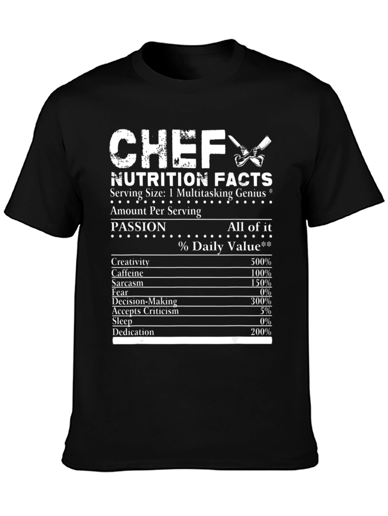 Chef Nutrition Facts Black Graphic T-Shirt