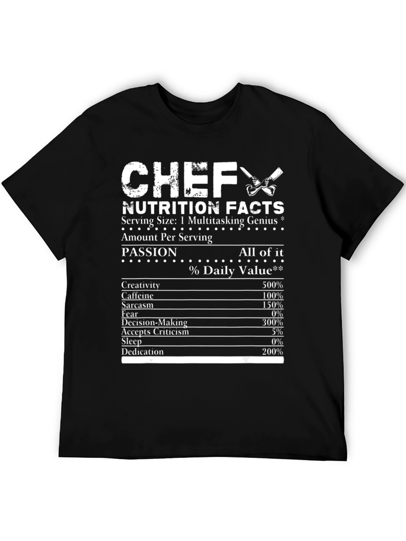 Chef Nutrition Facts Black Graphic T-Shirt