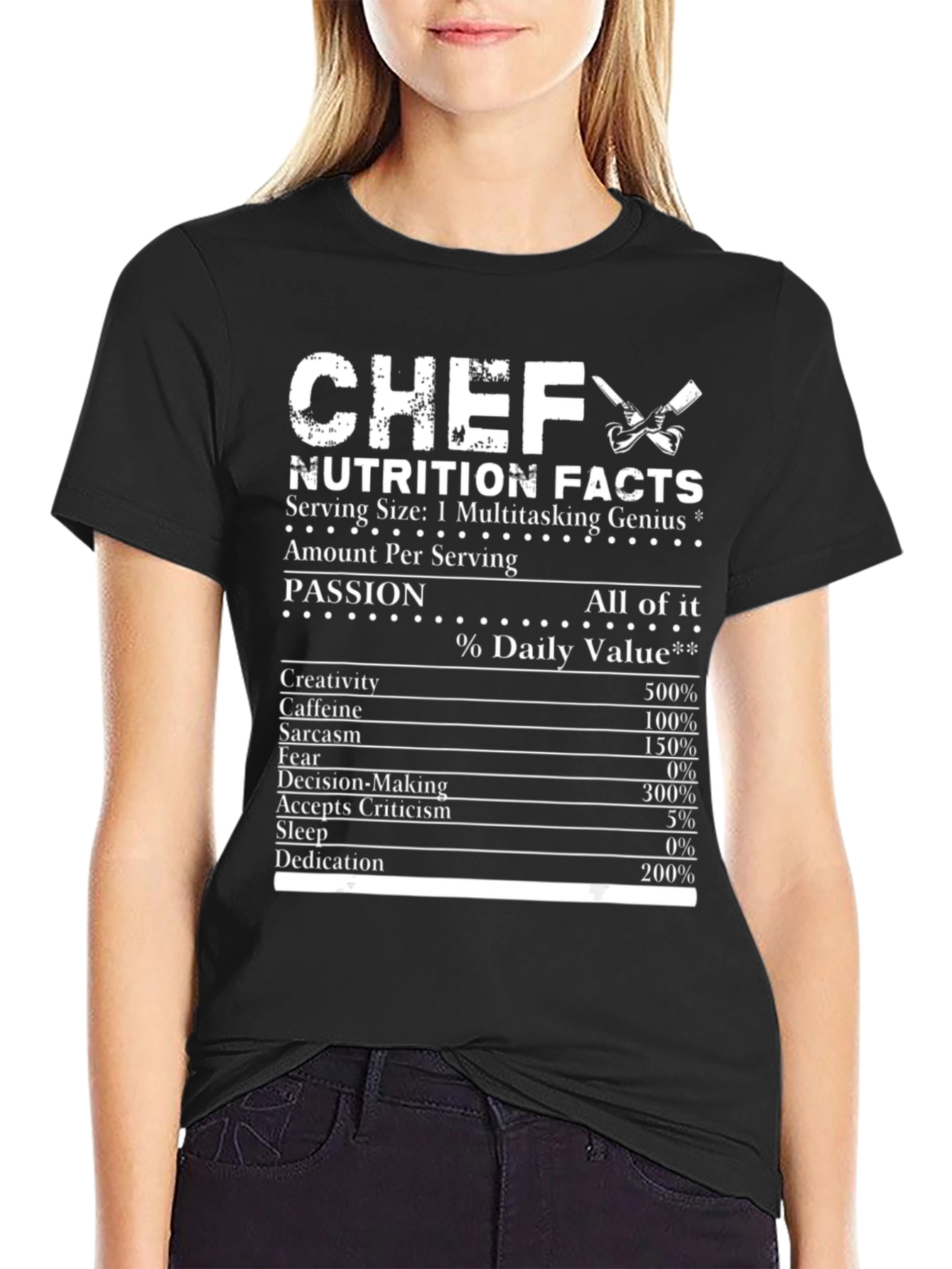 Chef Nutrition Facts Black Graphic T-Shirt