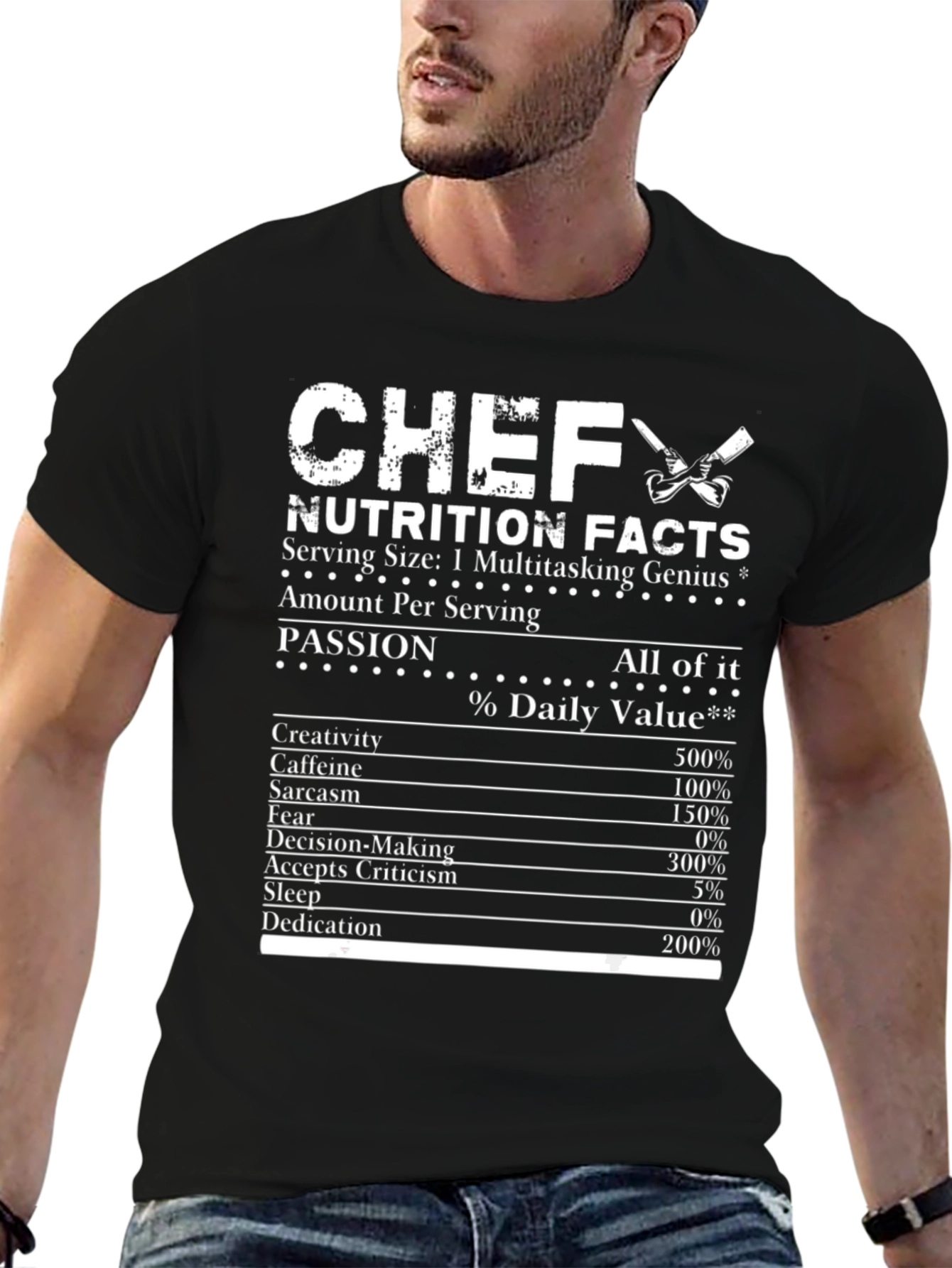 Chef Nutrition Facts Black Graphic T-Shirt