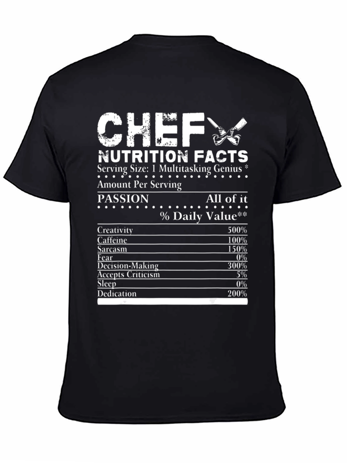 Chef Nutrition Facts Black Graphic T-Shirt
