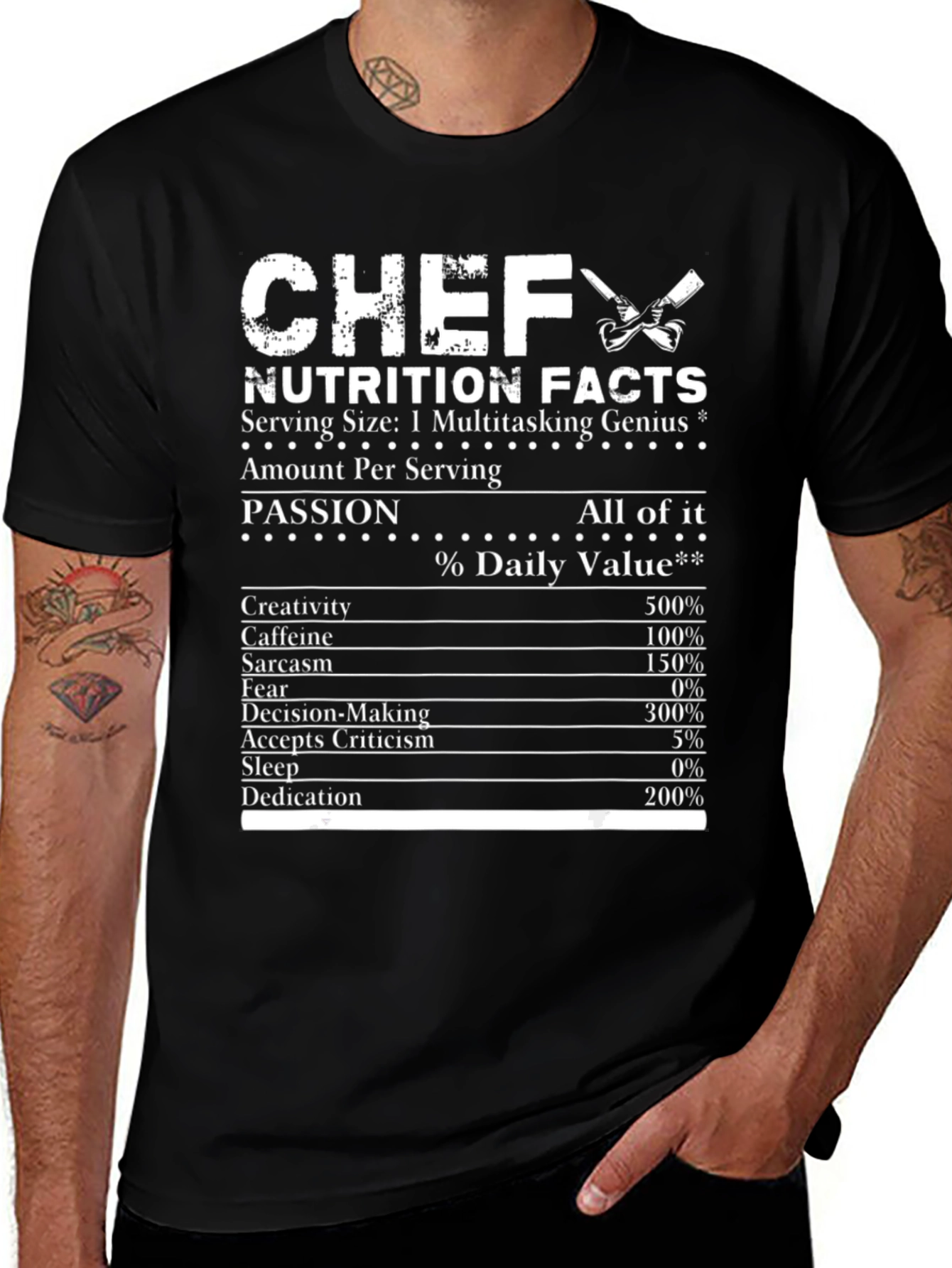 Chef Nutrition Facts Black Graphic T-Shirt