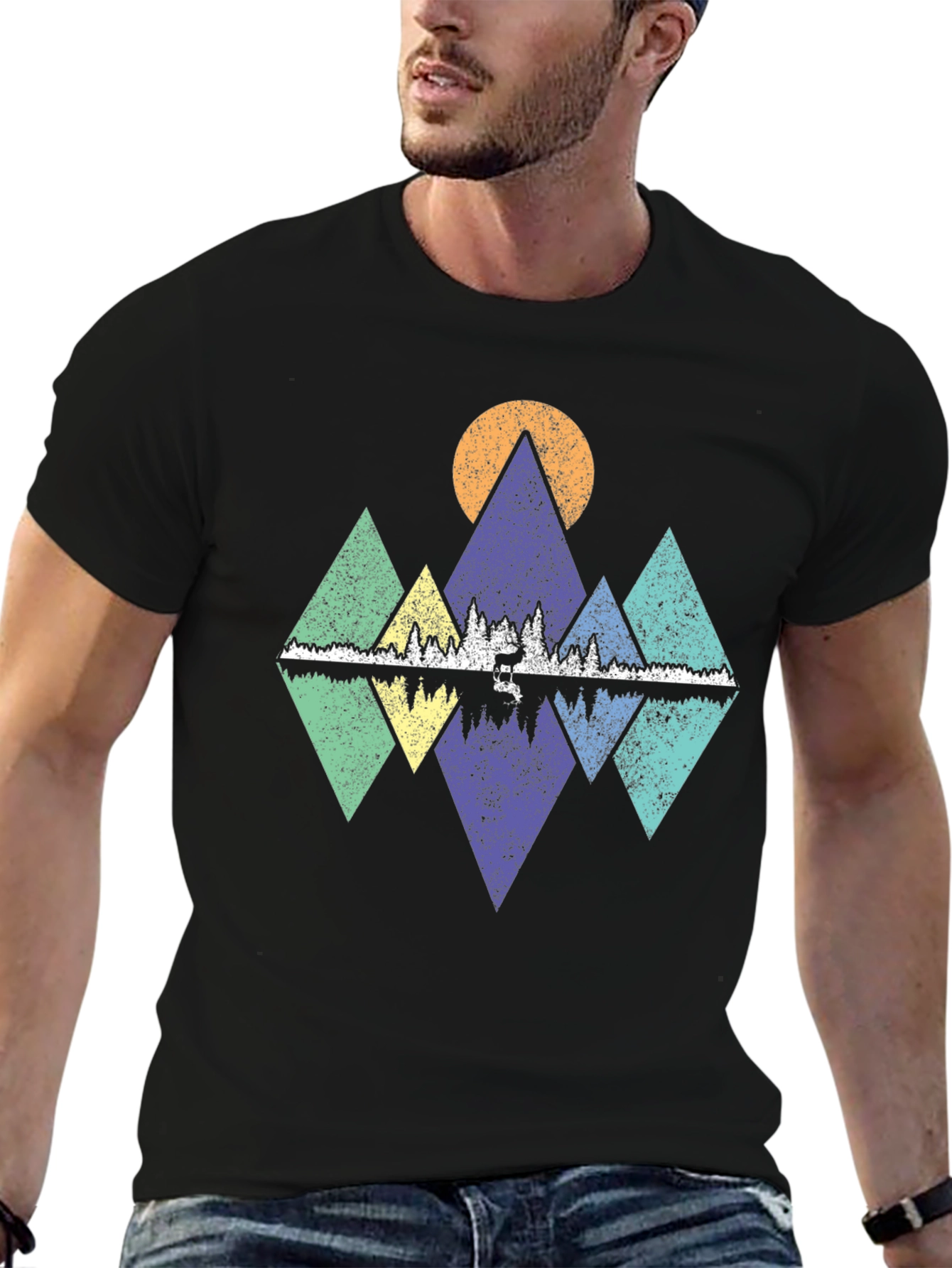 Geometric Mountain & Lake Graphic Tee