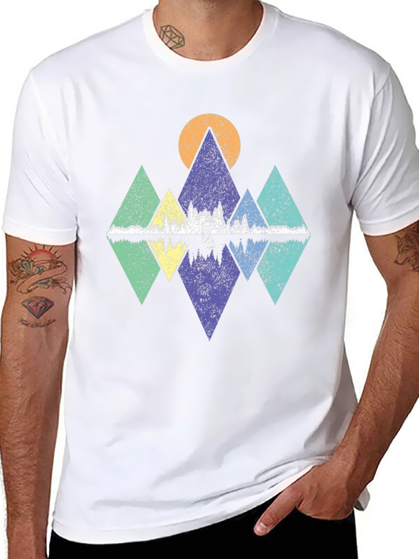Geometric Mountain & Lake Graphic Tee