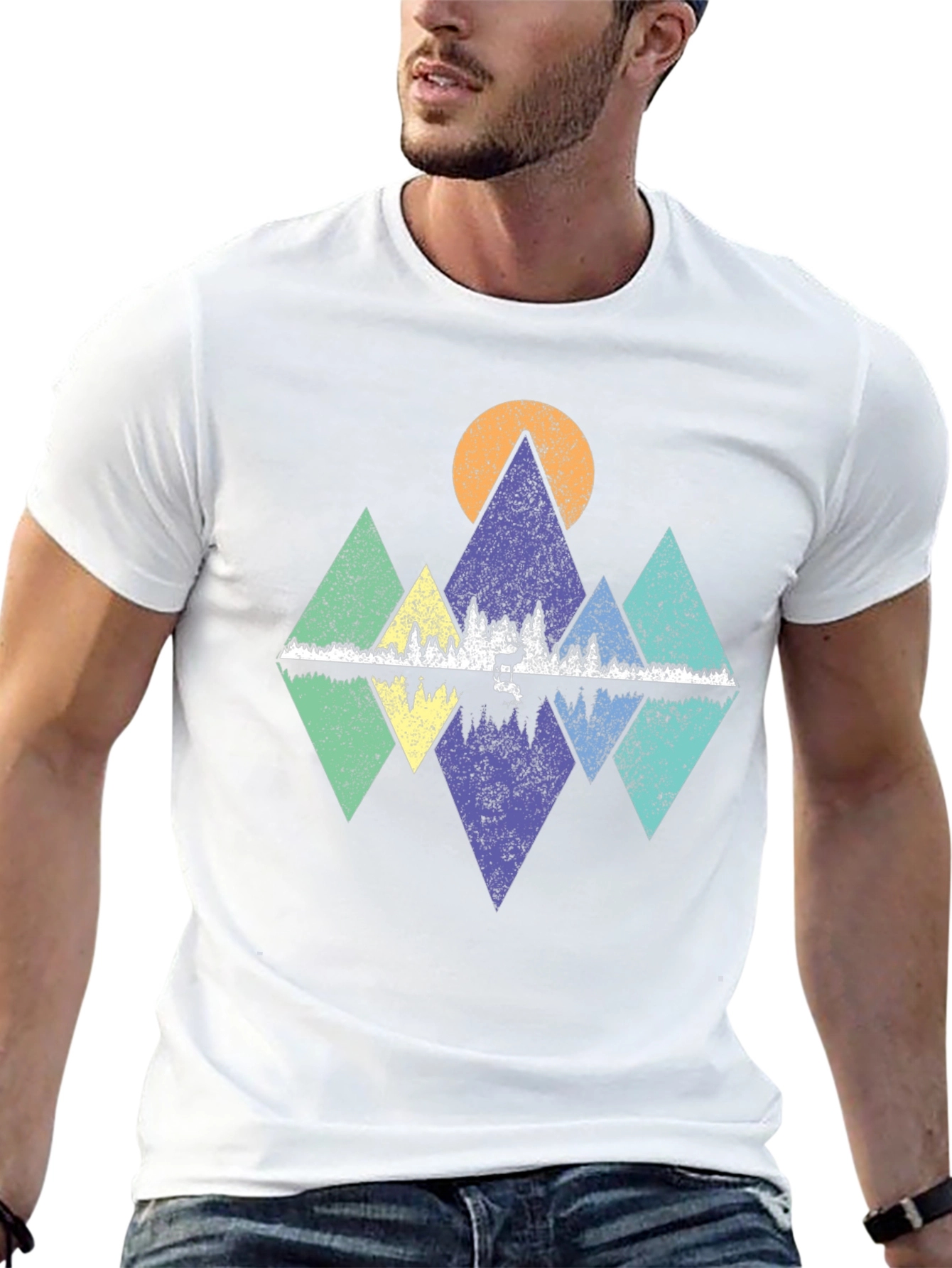 Geometric Mountain & Lake Graphic Tee