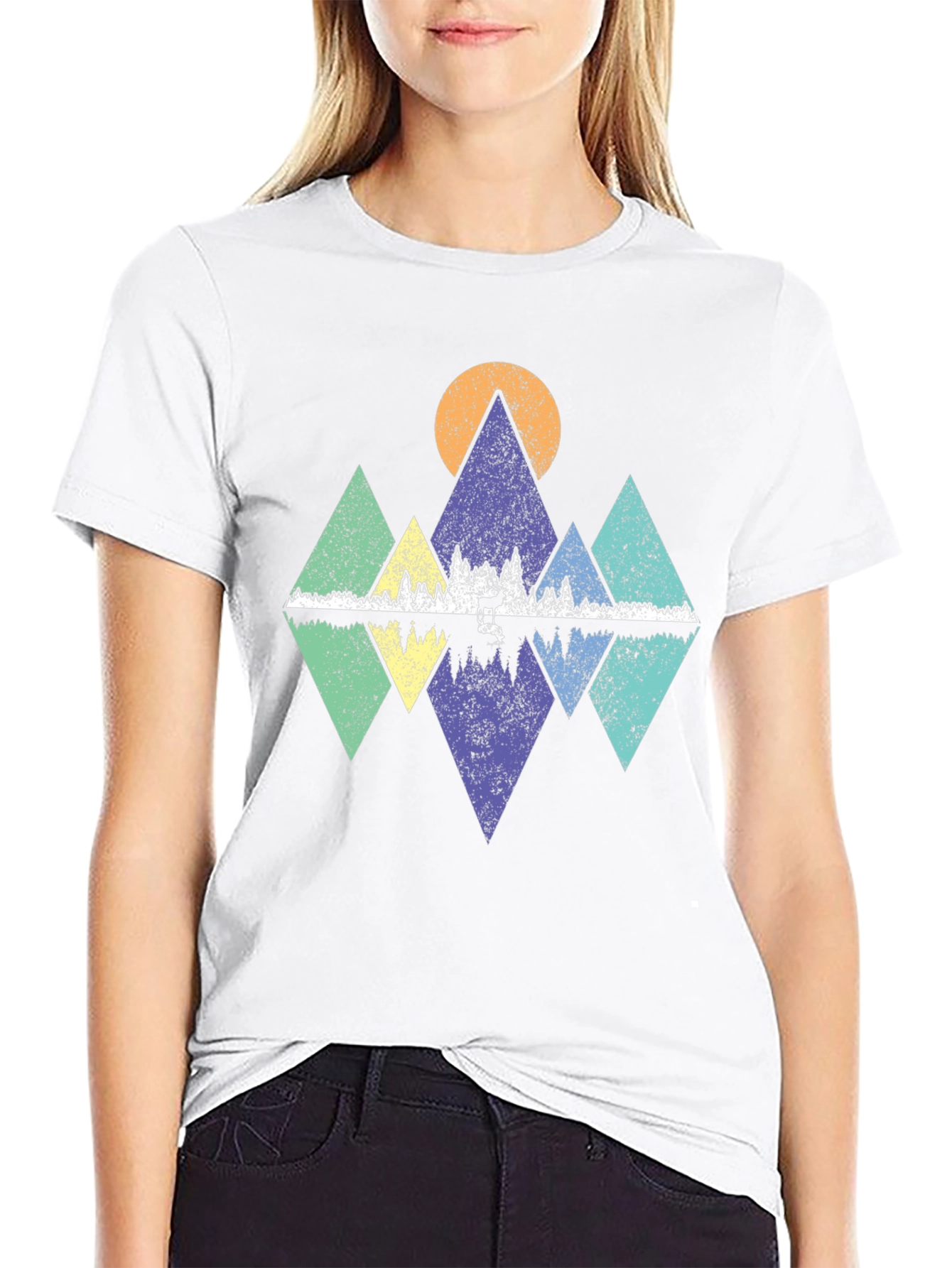 Geometric Mountain & Lake Graphic Tee