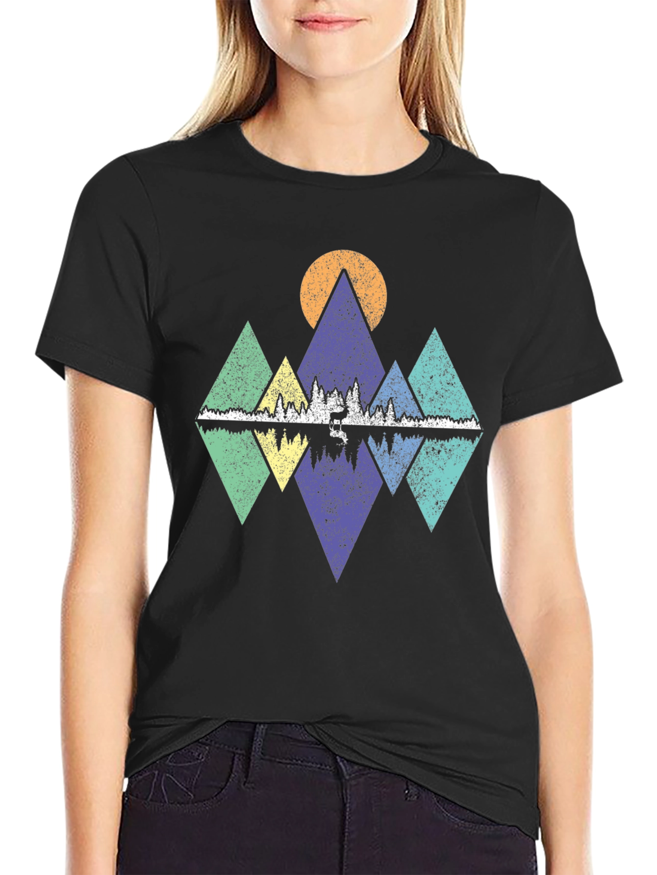 Geometric Mountain & Lake Graphic Tee