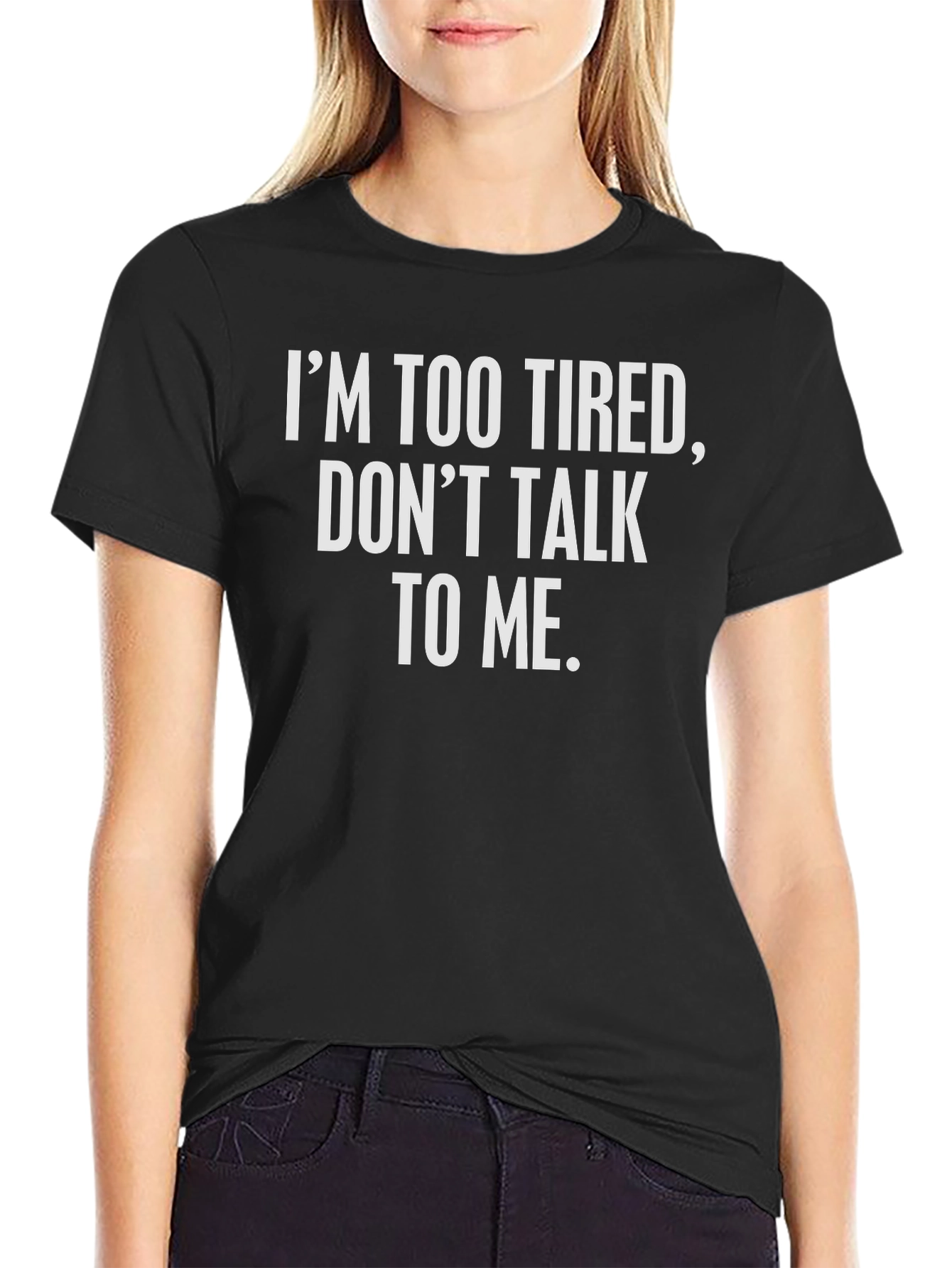 Im Too Tired Graphic Tee - Black