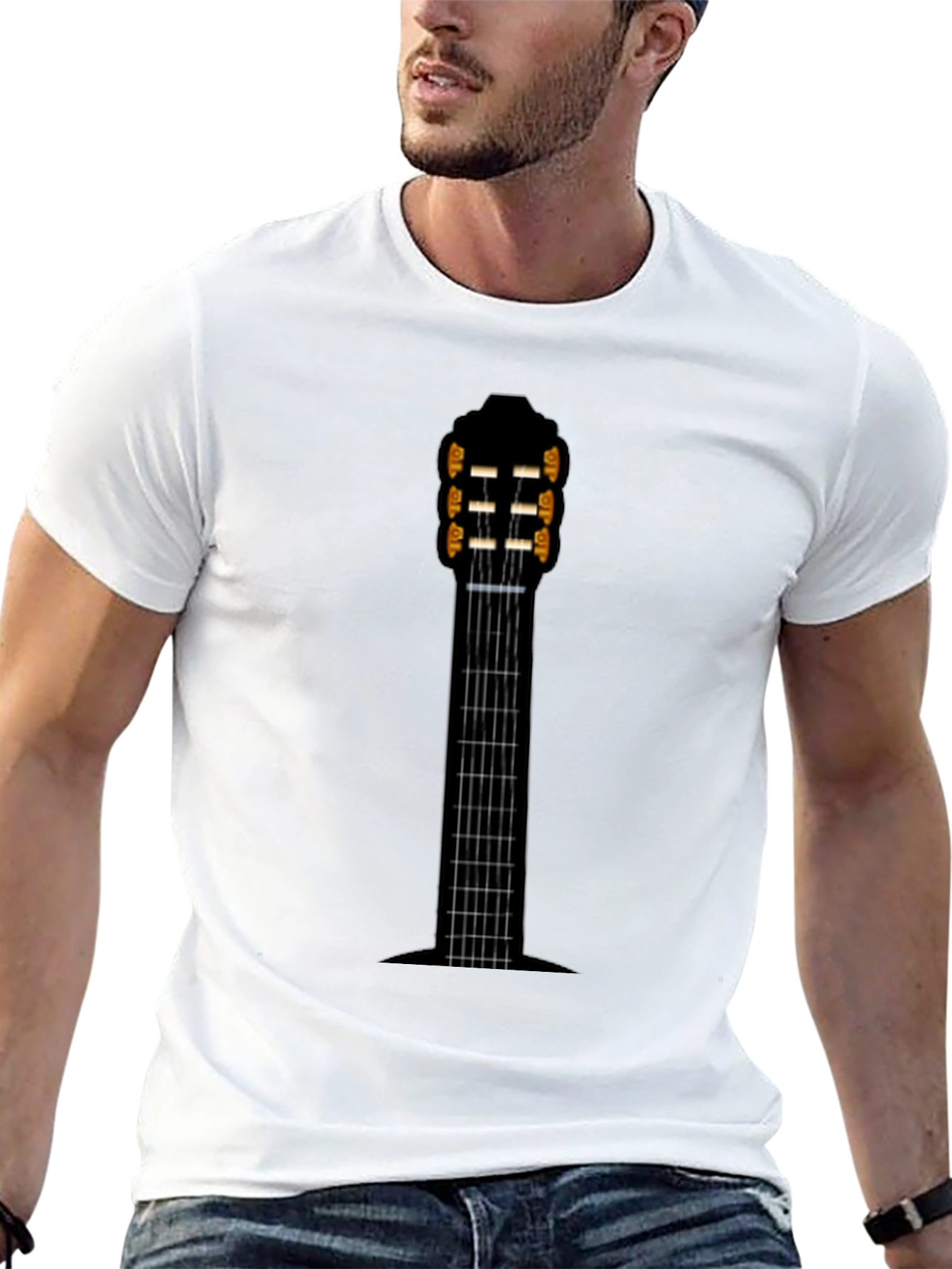 Guitar Neck Graphic Tee - Musician Style Shirt