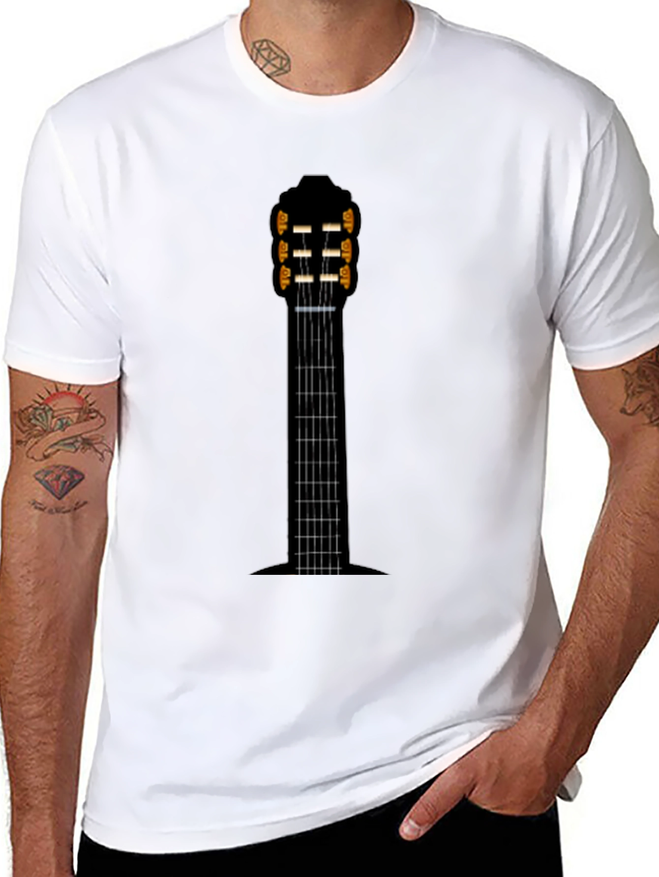 Guitar Neck Graphic Tee - Musician Style Shirt