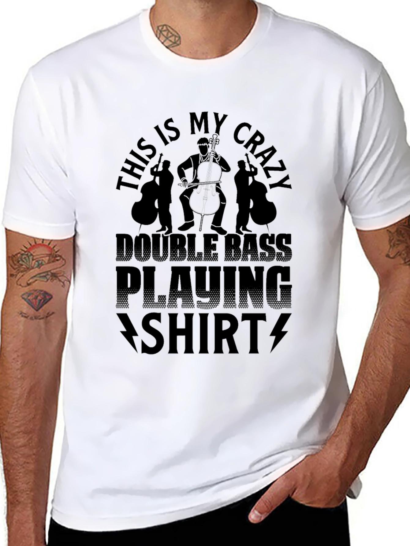 Crazy Double Bass Playing Shirt - Musician Tee