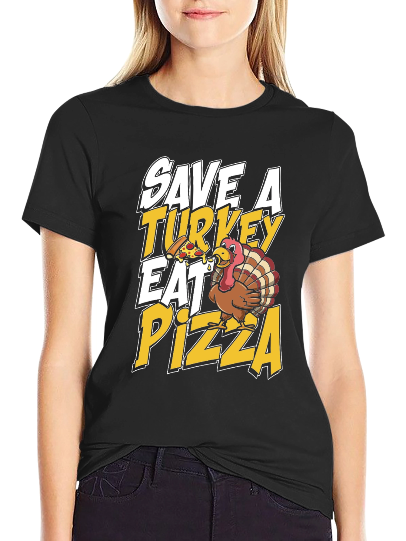 Save a Turkey Eat Pizza Funny Thanksgiving T-Shirt