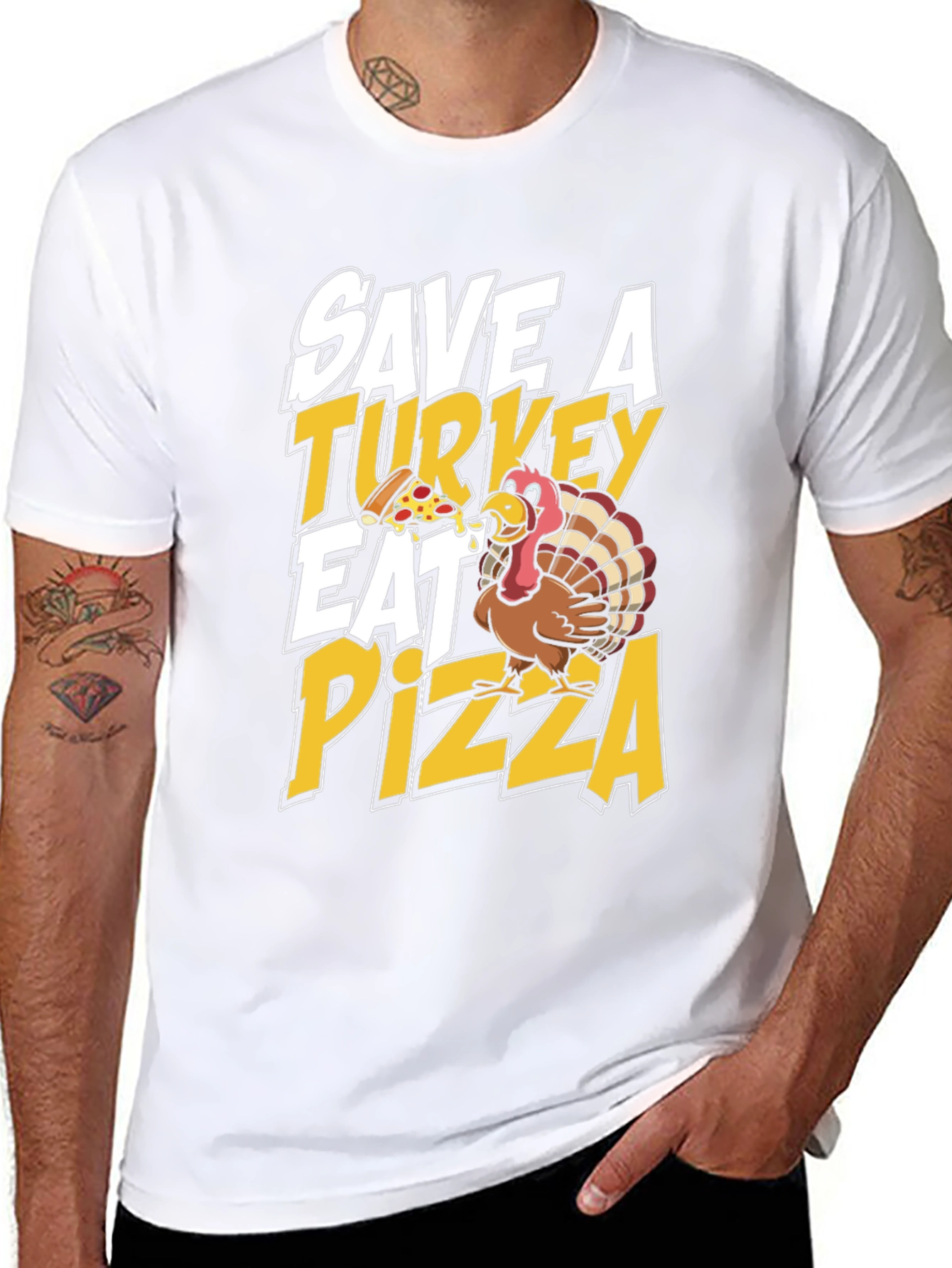 Save a Turkey Eat Pizza Funny Thanksgiving T-Shirt