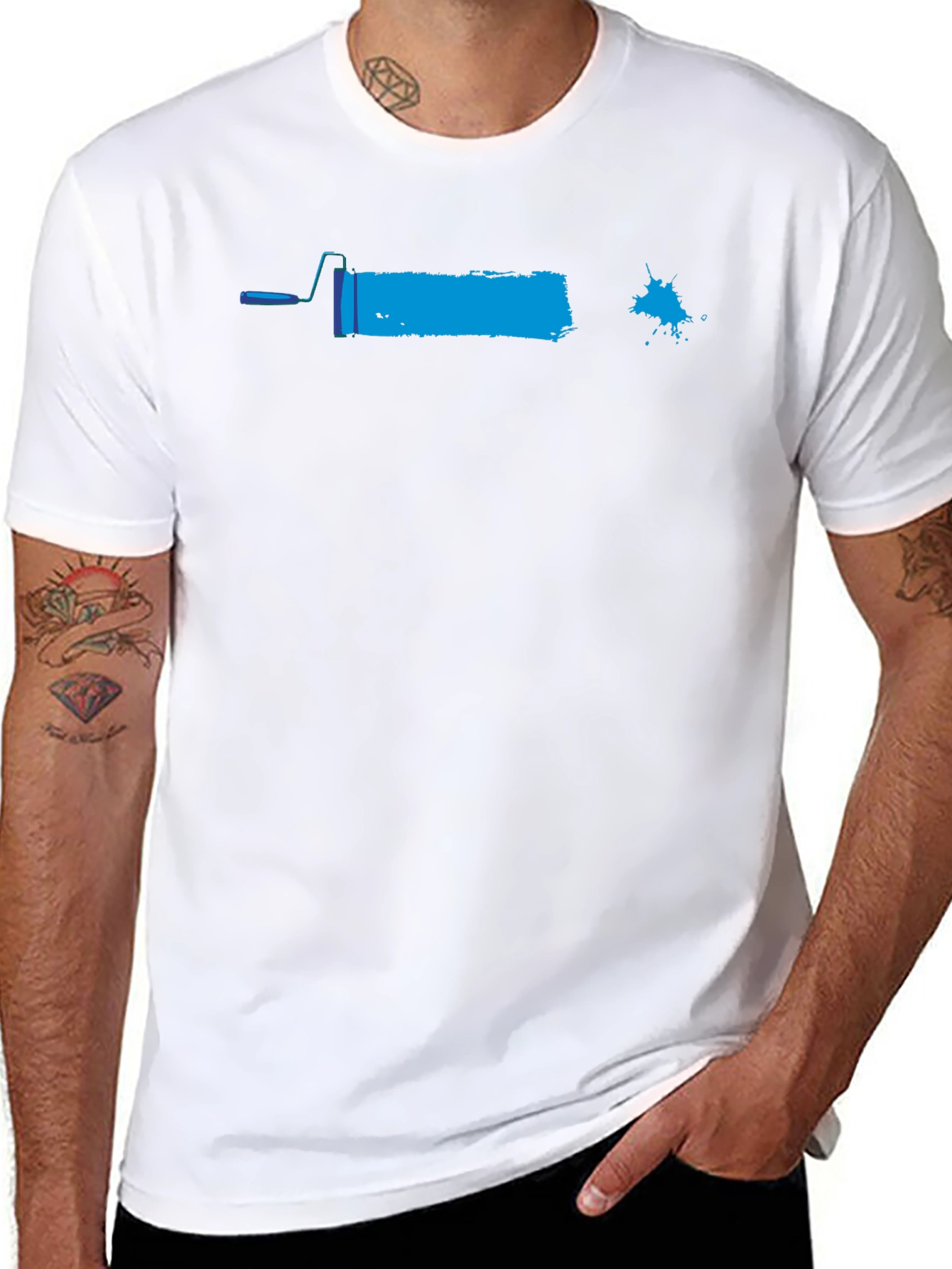 Paint Roller Graphic Tee - Black Cotton Casual Shirt