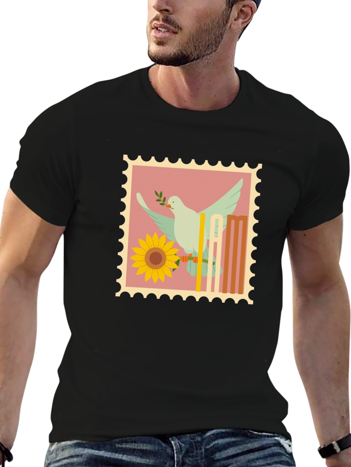 Dove & Sunflower Graphic Tee - Peace Symbol T-Shirt