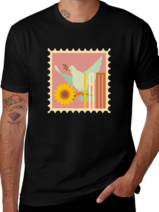 Dove & Sunflower Graphic Tee - Peace Symbol T-Shirt