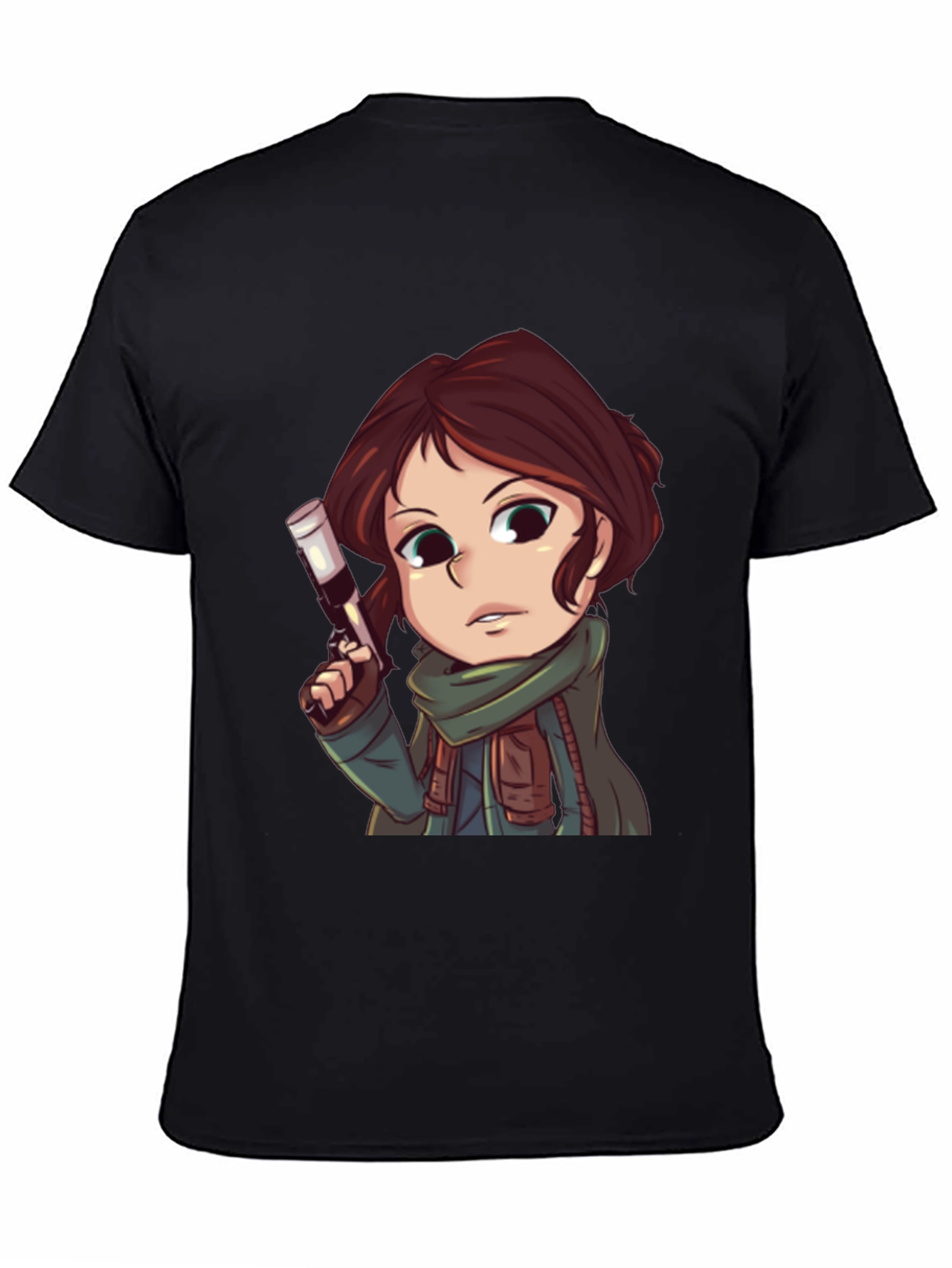 Cartoon Girl with Gun Graphic T-Shirt