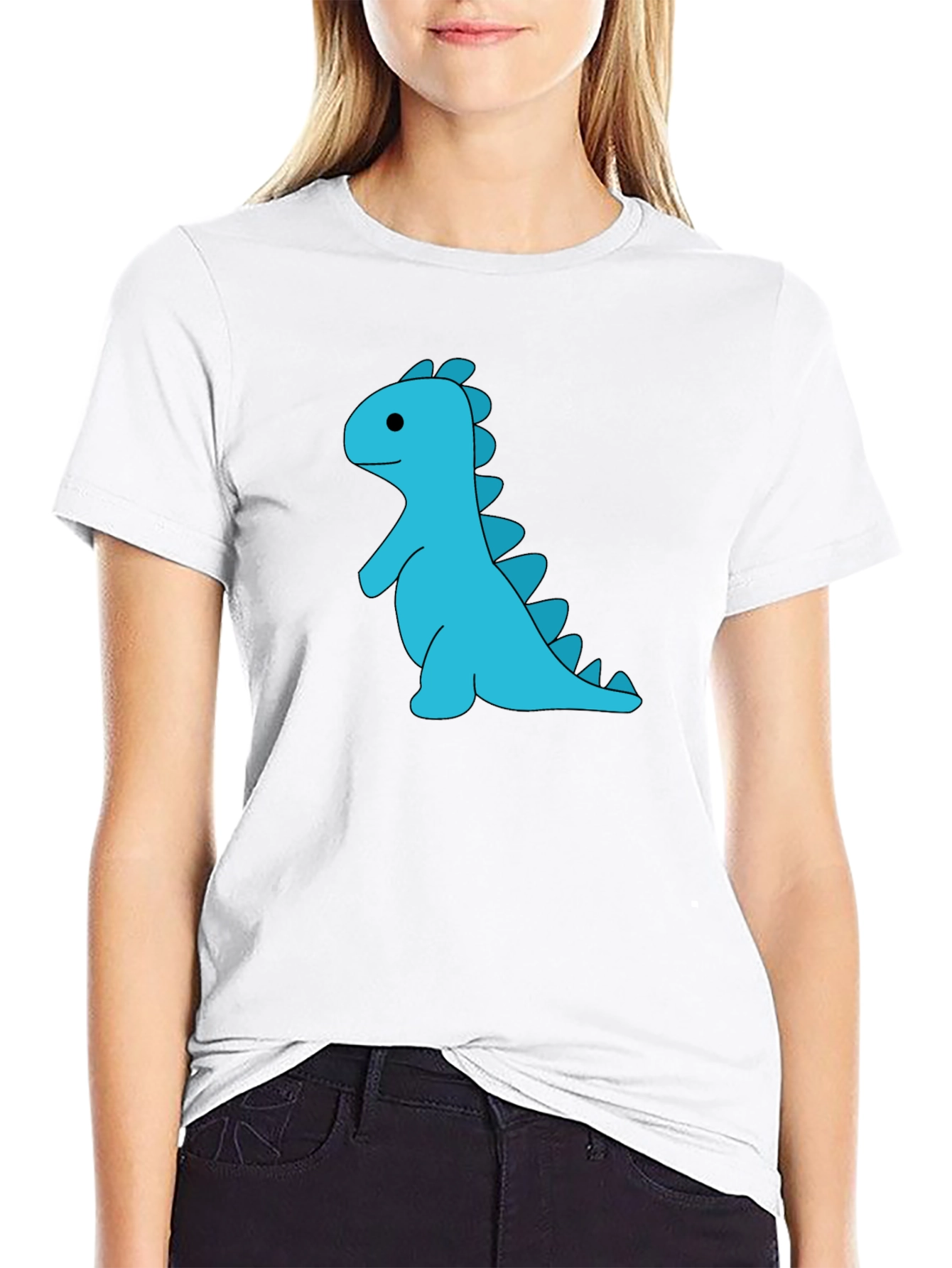 Blue Dinosaur Graphic Tee - Black Casual Shirt