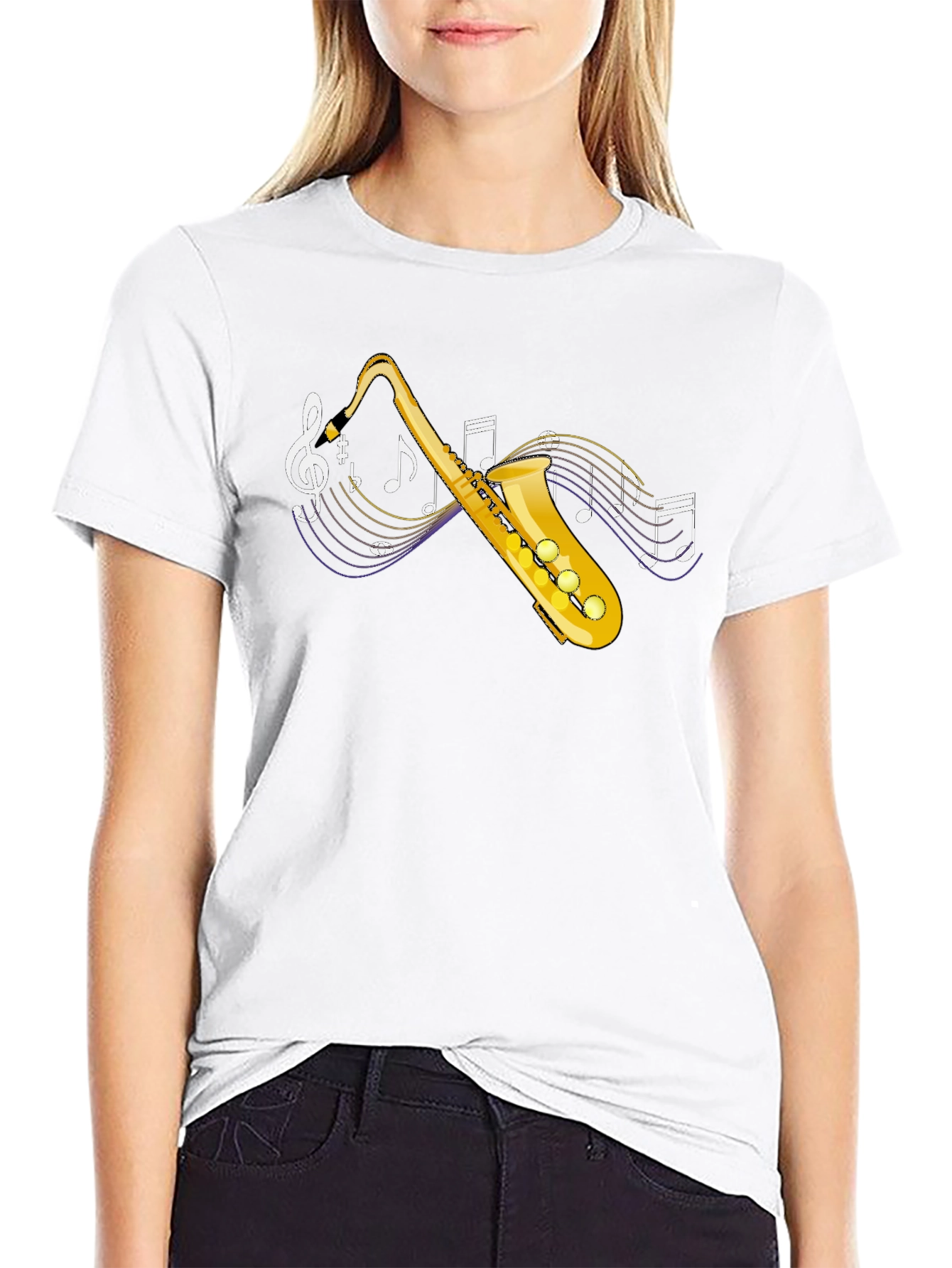 Saxophone Music T-Shirt - Black Cotton Tee