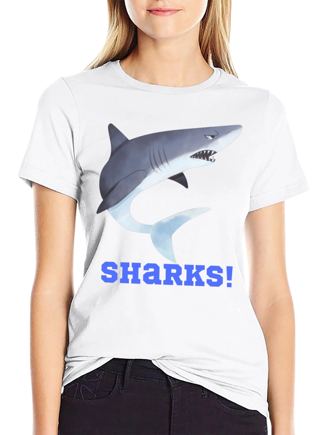 Shark Graphic T-Shirt - Blue SHARKS! Design