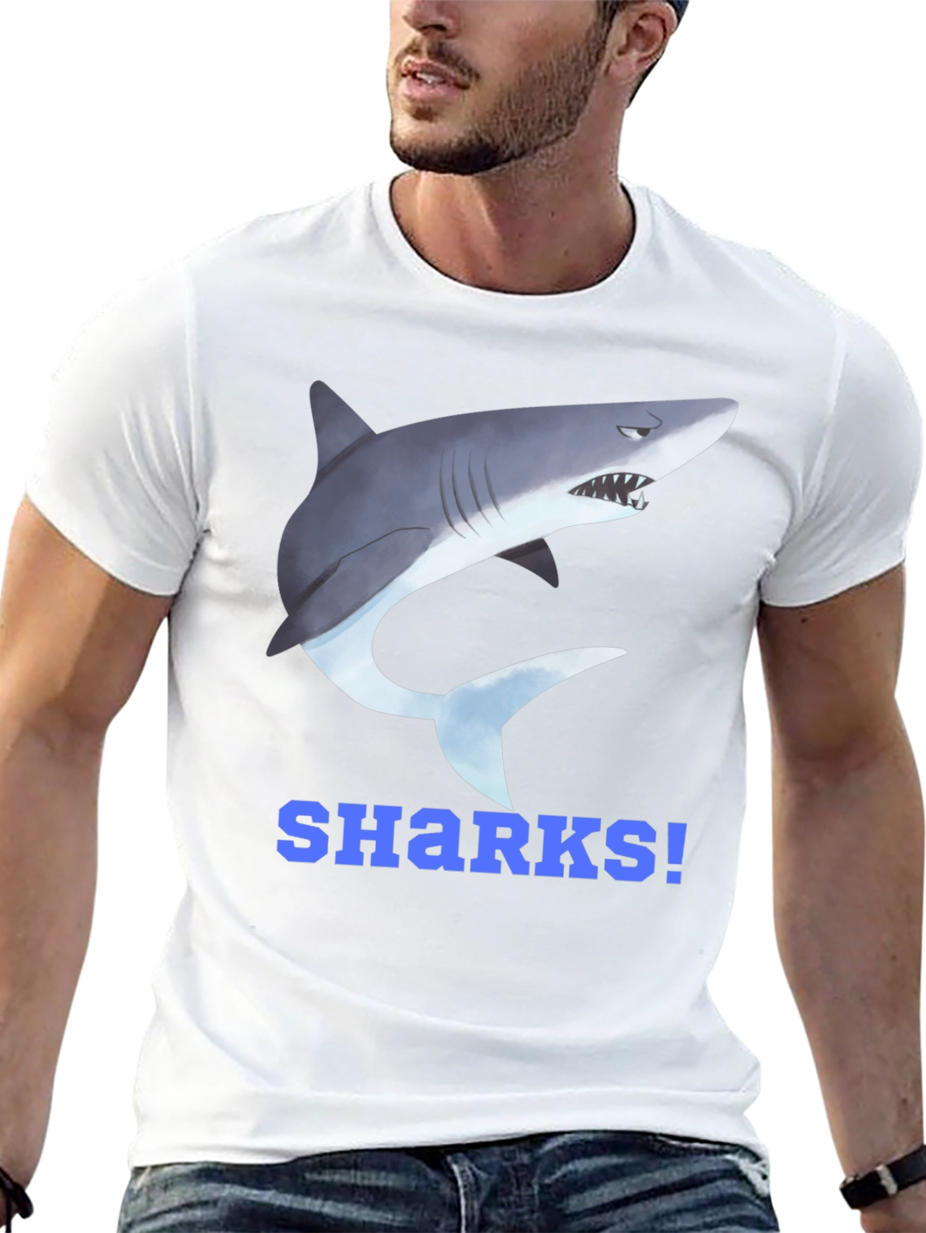 Shark Graphic T-Shirt - Blue SHARKS! Design