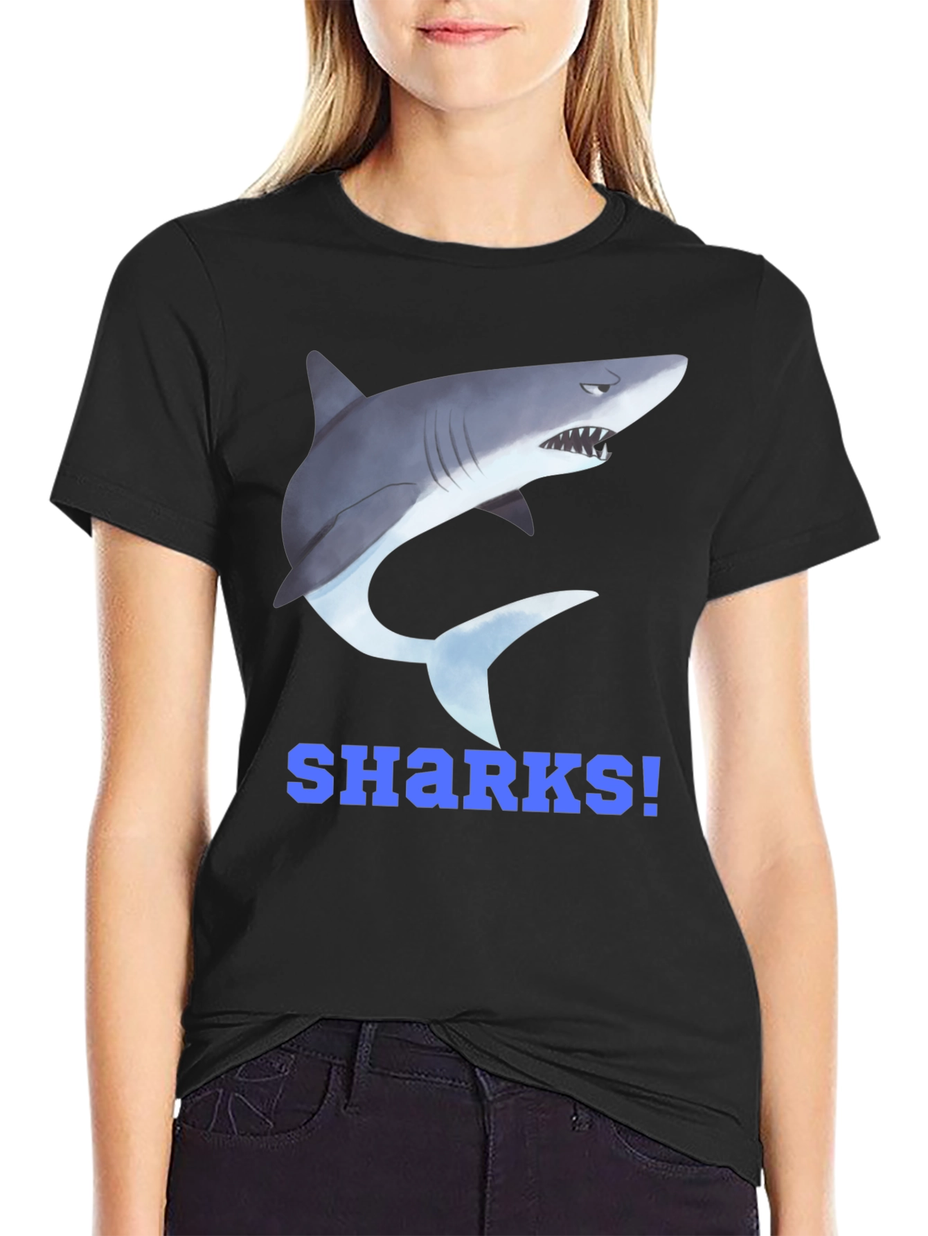 Shark Graphic T-Shirt - Blue SHARKS! Design