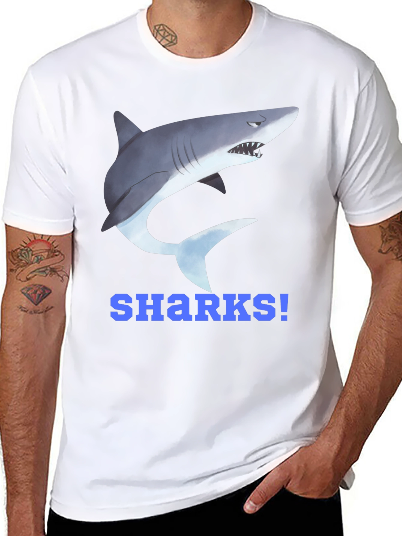Shark Graphic T-Shirt - Blue SHARKS! Design