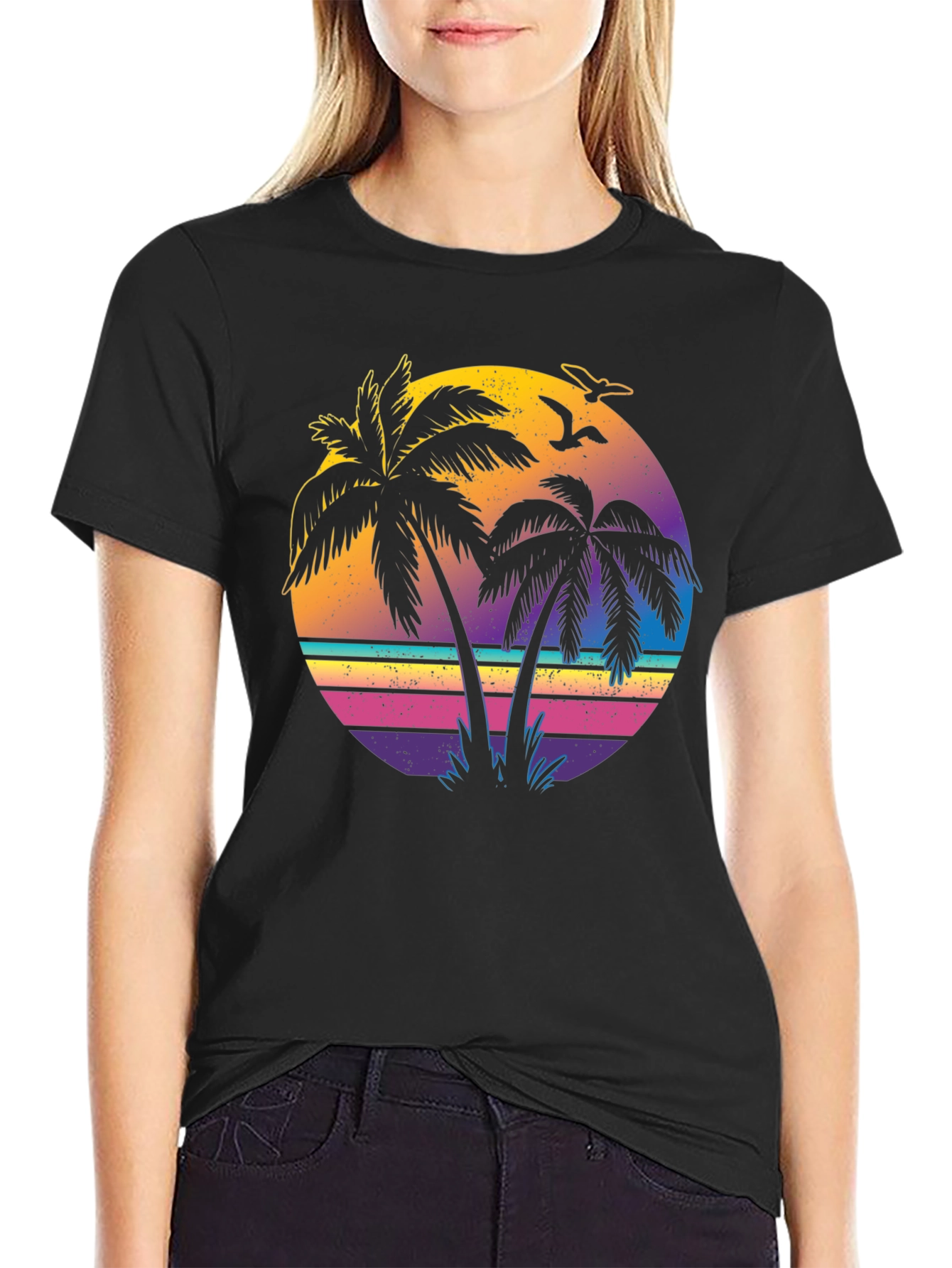Retro Sunset Palm Tree T-Shirt