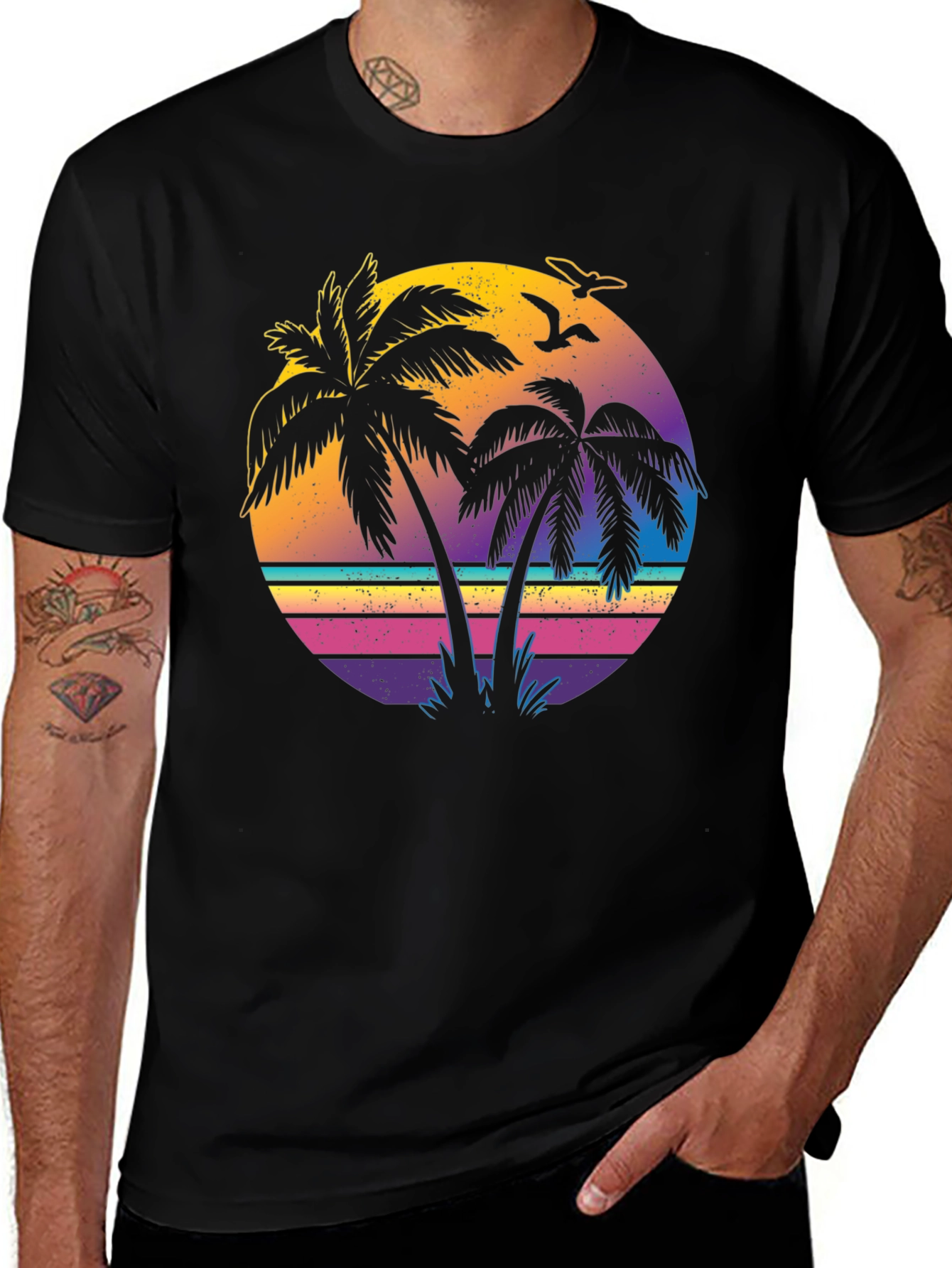 Retro Sunset Palm Tree T-Shirt