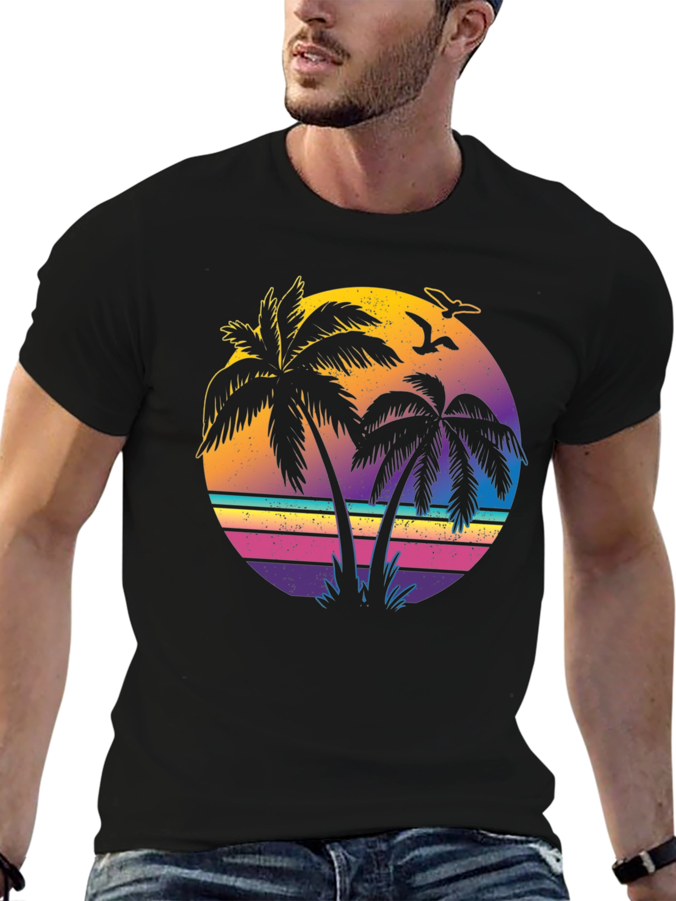 Retro Sunset Palm Tree T-Shirt