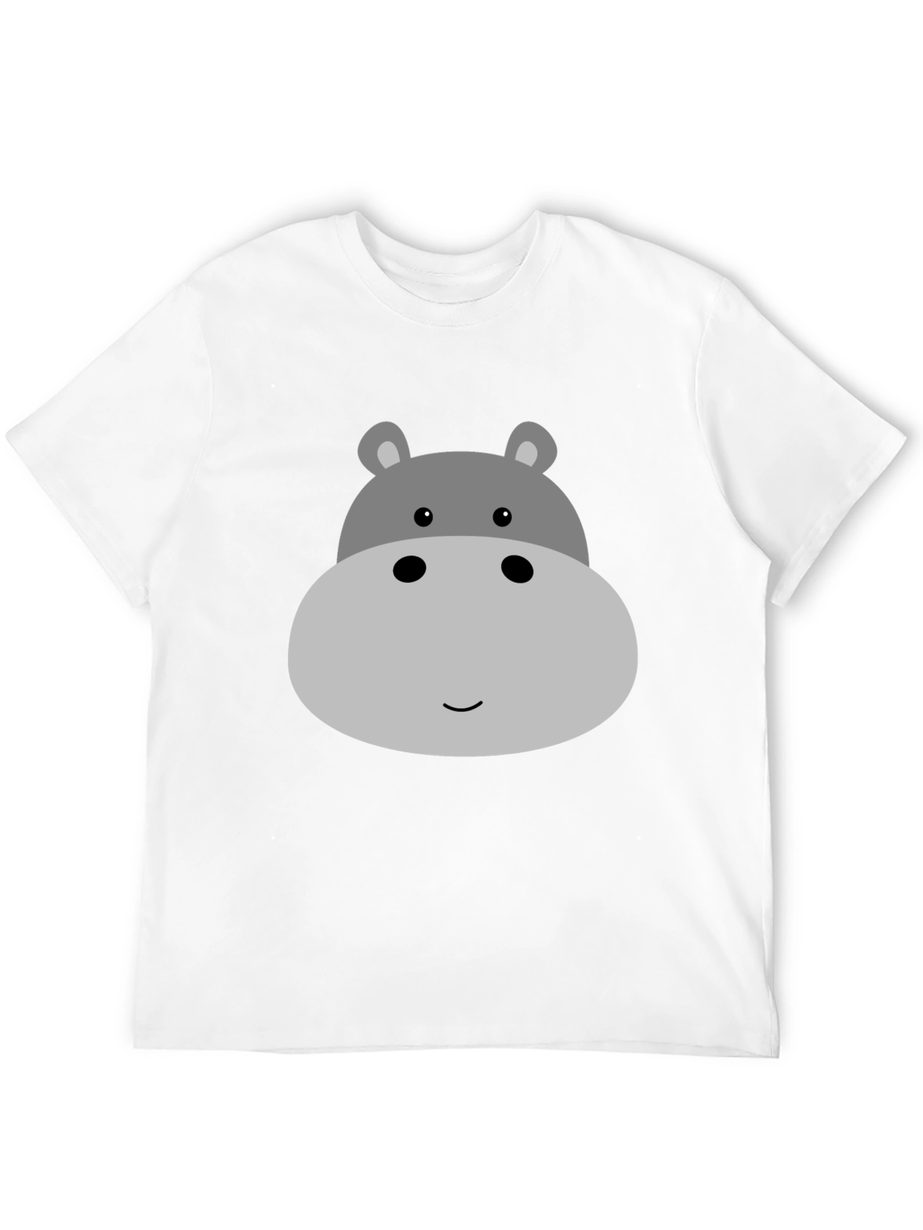 Cute Hippo Face Graphic Tee - Black