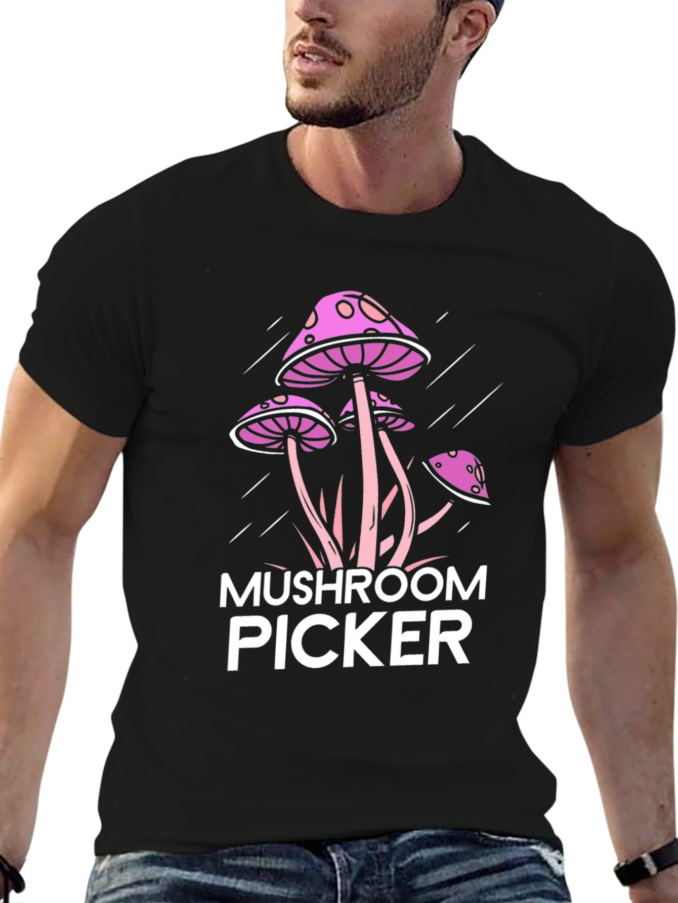 Mushroom Picker Black Graphic Tee