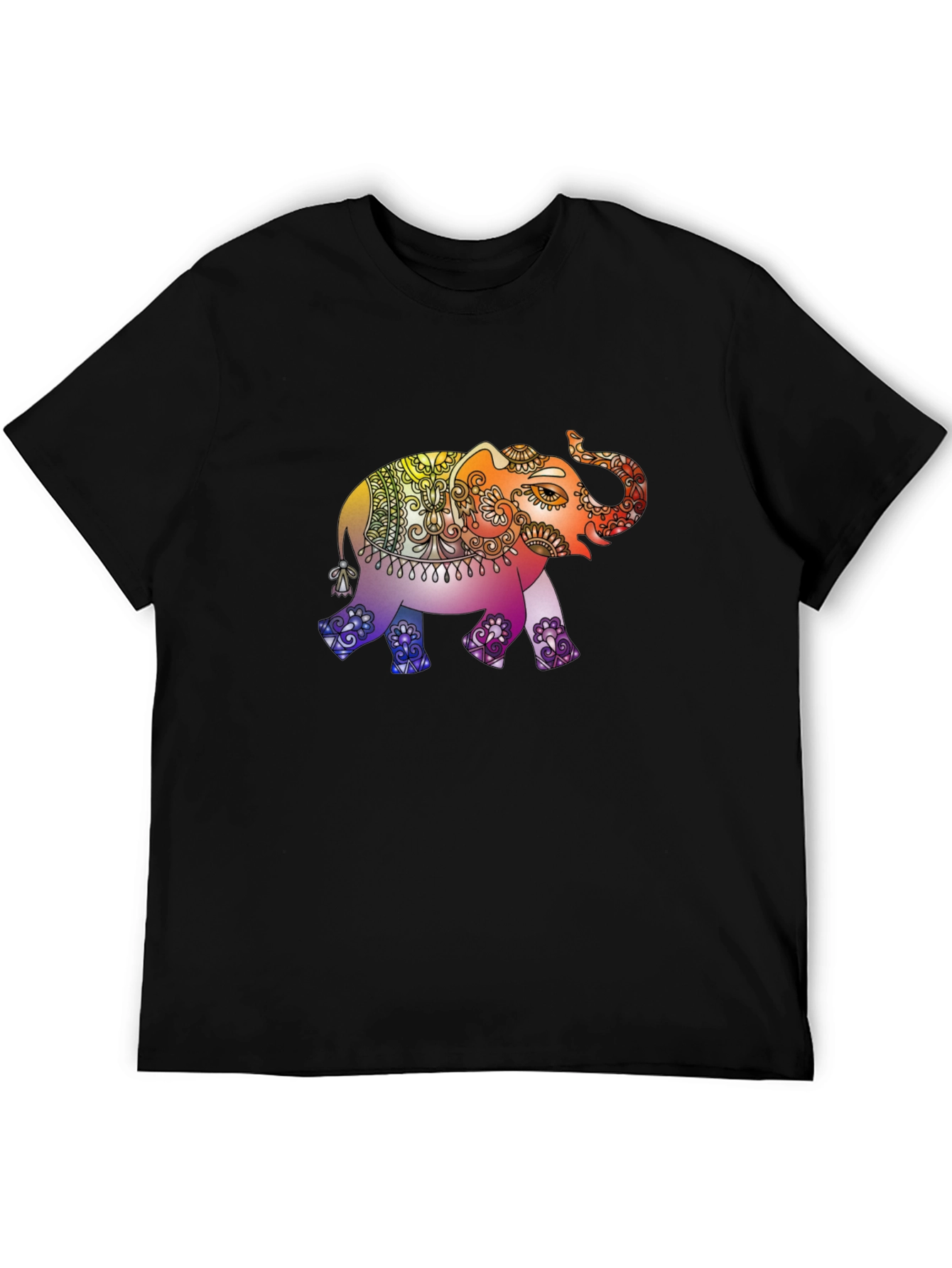 Elephant Mandala Graphic Tee - Mens Black T-Shirt