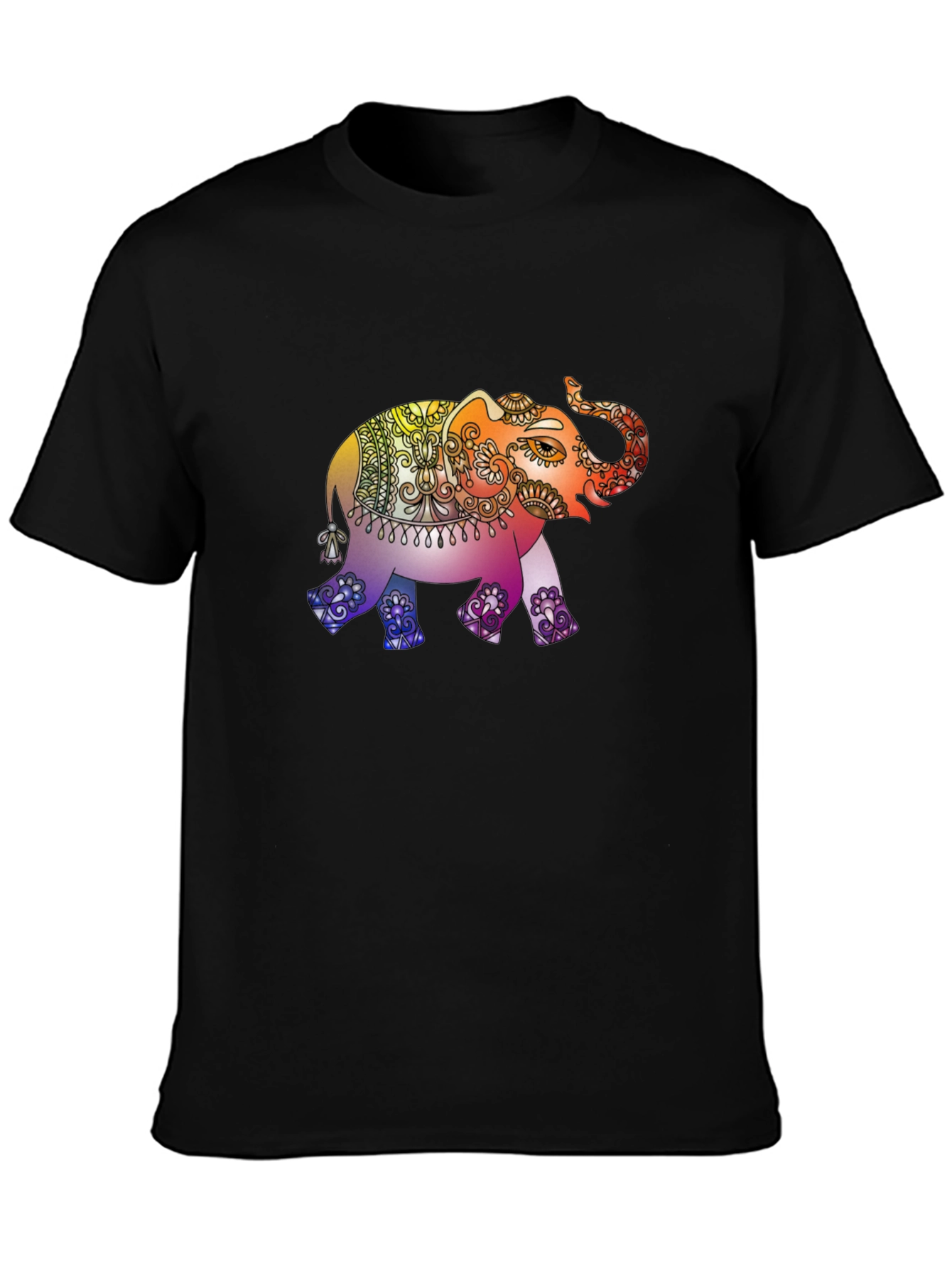 Elephant Mandala Graphic Tee - Mens Black T-Shirt