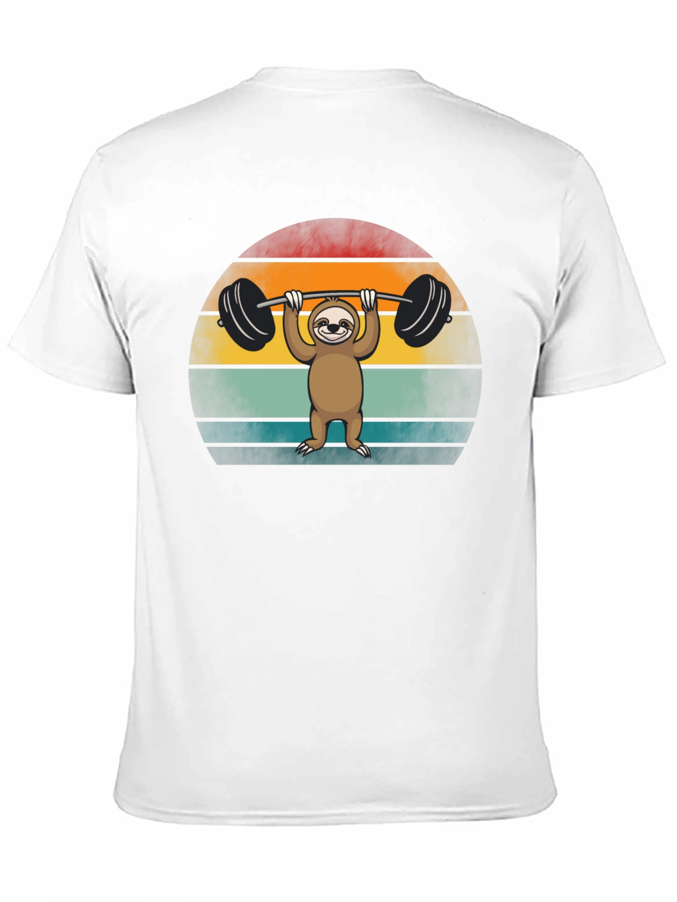 Sloth Lifting Weights Graphic Tee - Retro Style