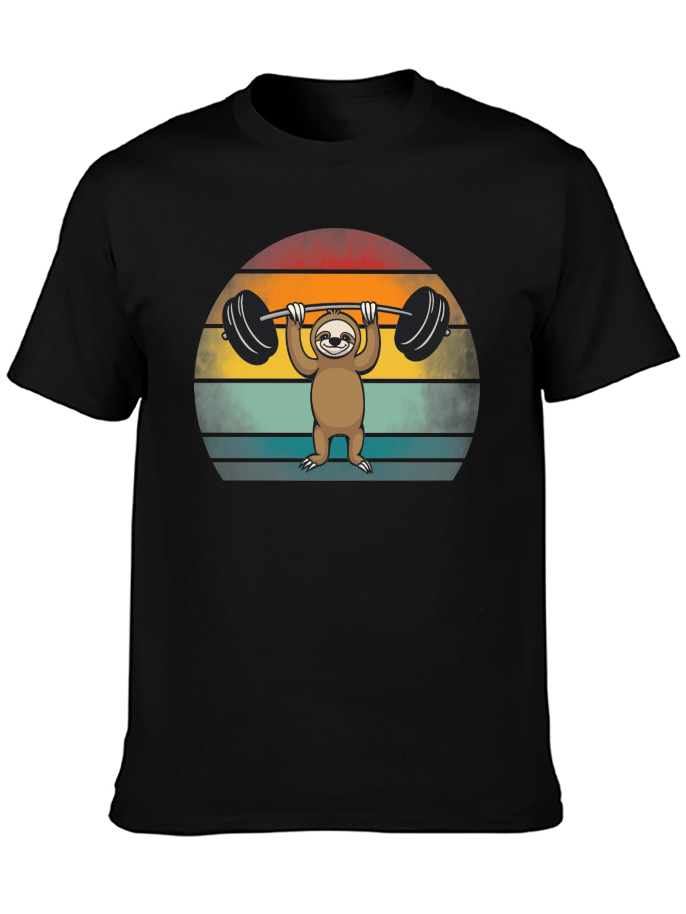 Sloth Lifting Weights Graphic Tee - Retro Style